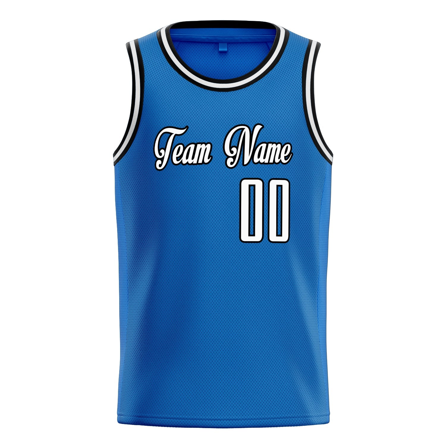 Custom Blue White Solid-Color Basketball Jersey