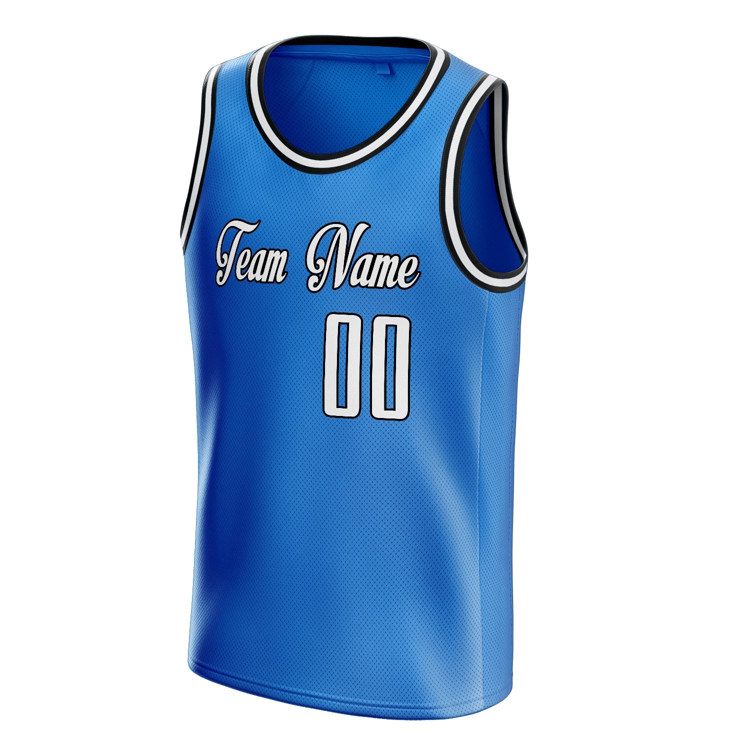 Custom Blue White Solid-Color Basketball Jersey