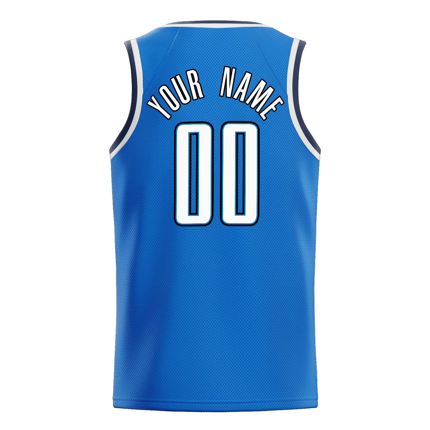 Custom Blue White Solid-Color Basketball Jersey