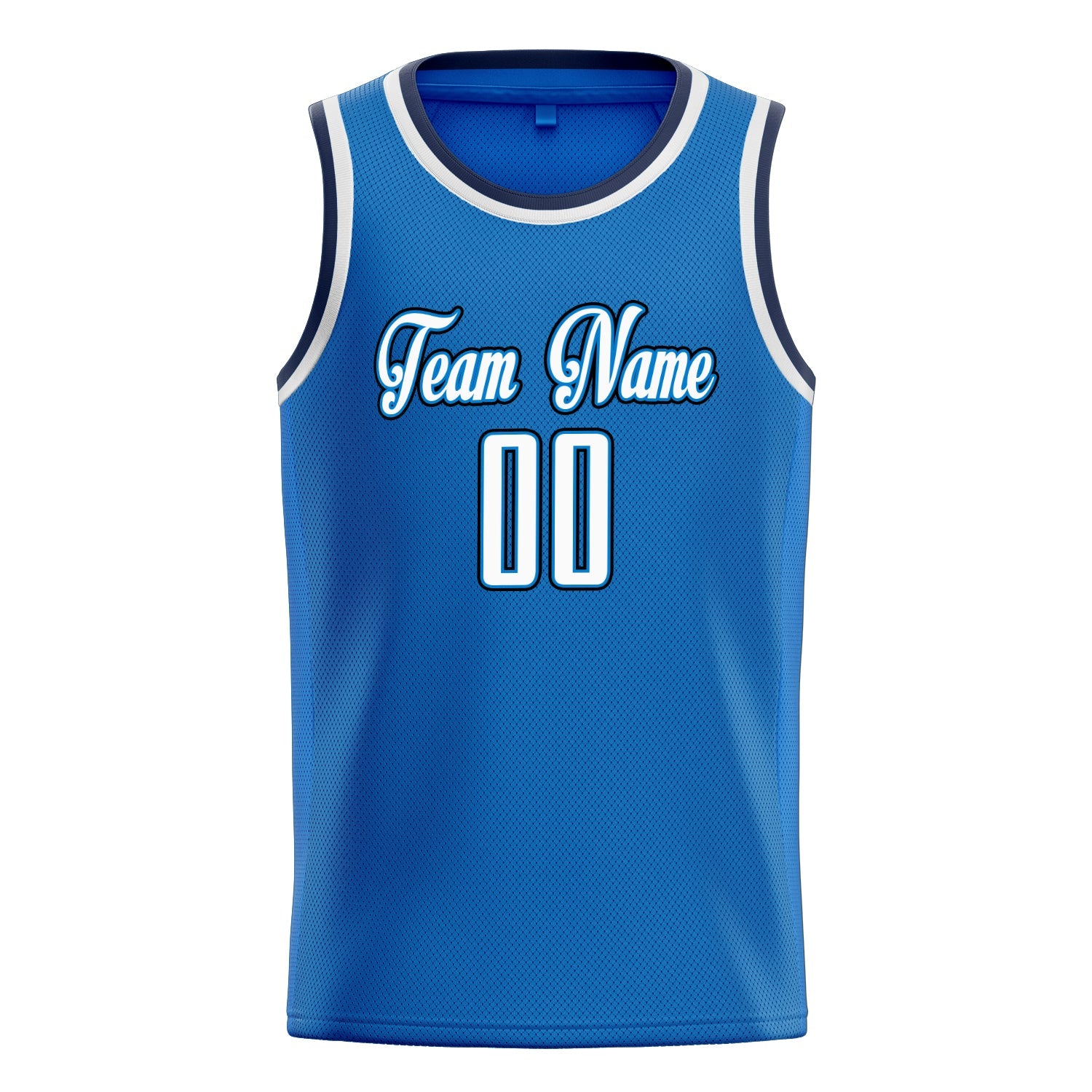 Custom Blue White Solid-Color Basketball Jersey