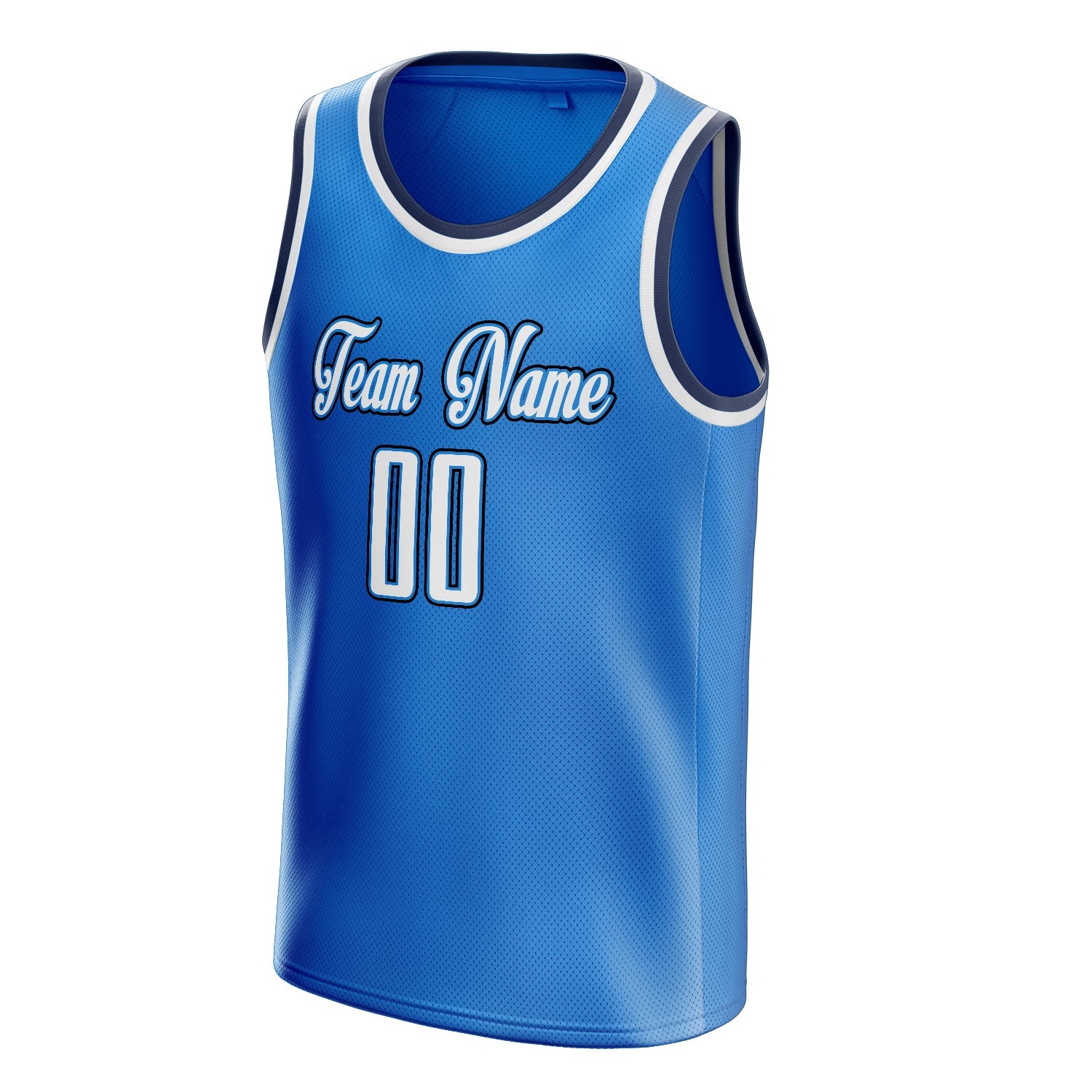 Custom Blue White Solid-Color Basketball Jersey