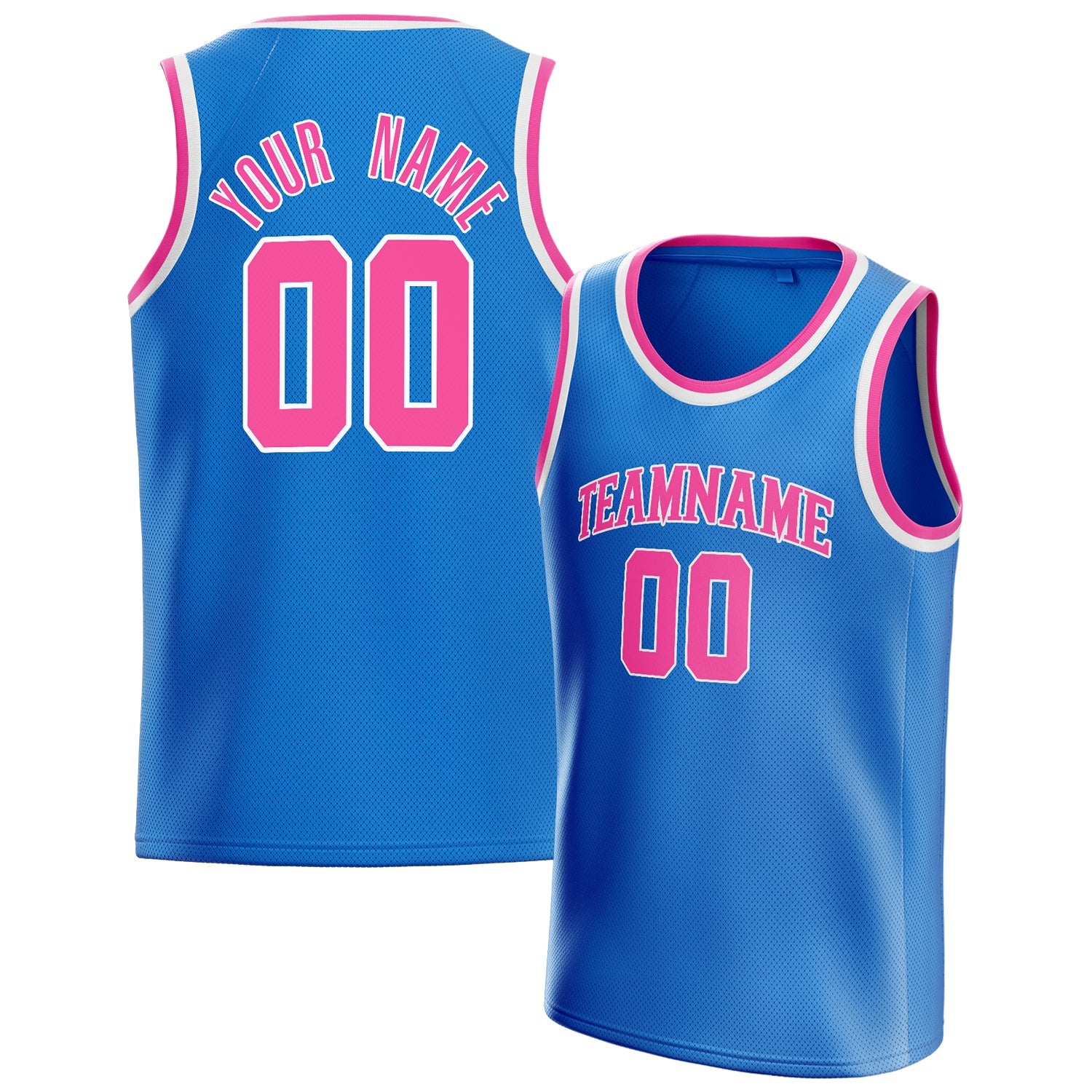 Custom Blue Pink Solid-Color Basketball Jersey