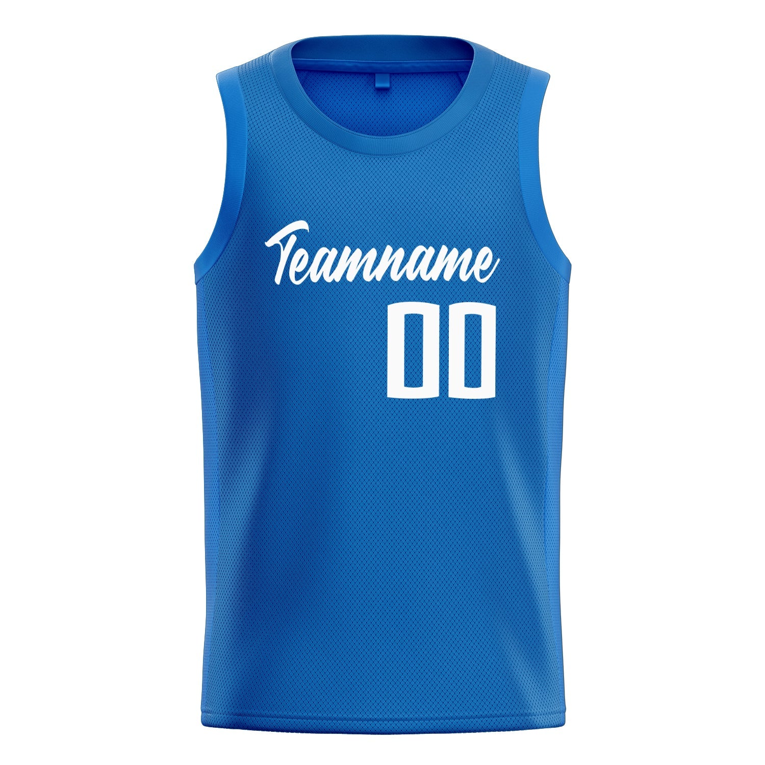 Custom Blue White Solid-Color Basketball Jersey