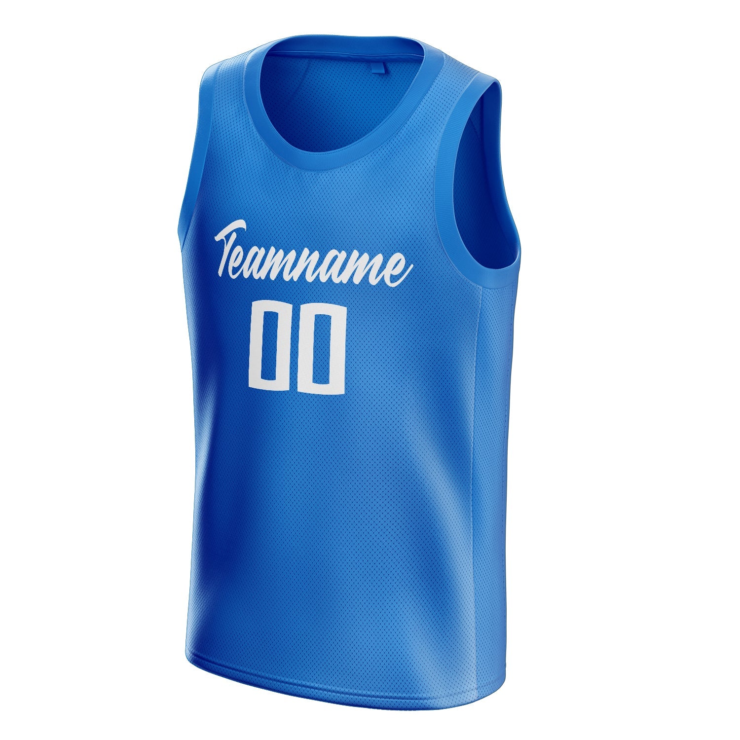 Custom Blue White Solid-Color Basketball Jersey
