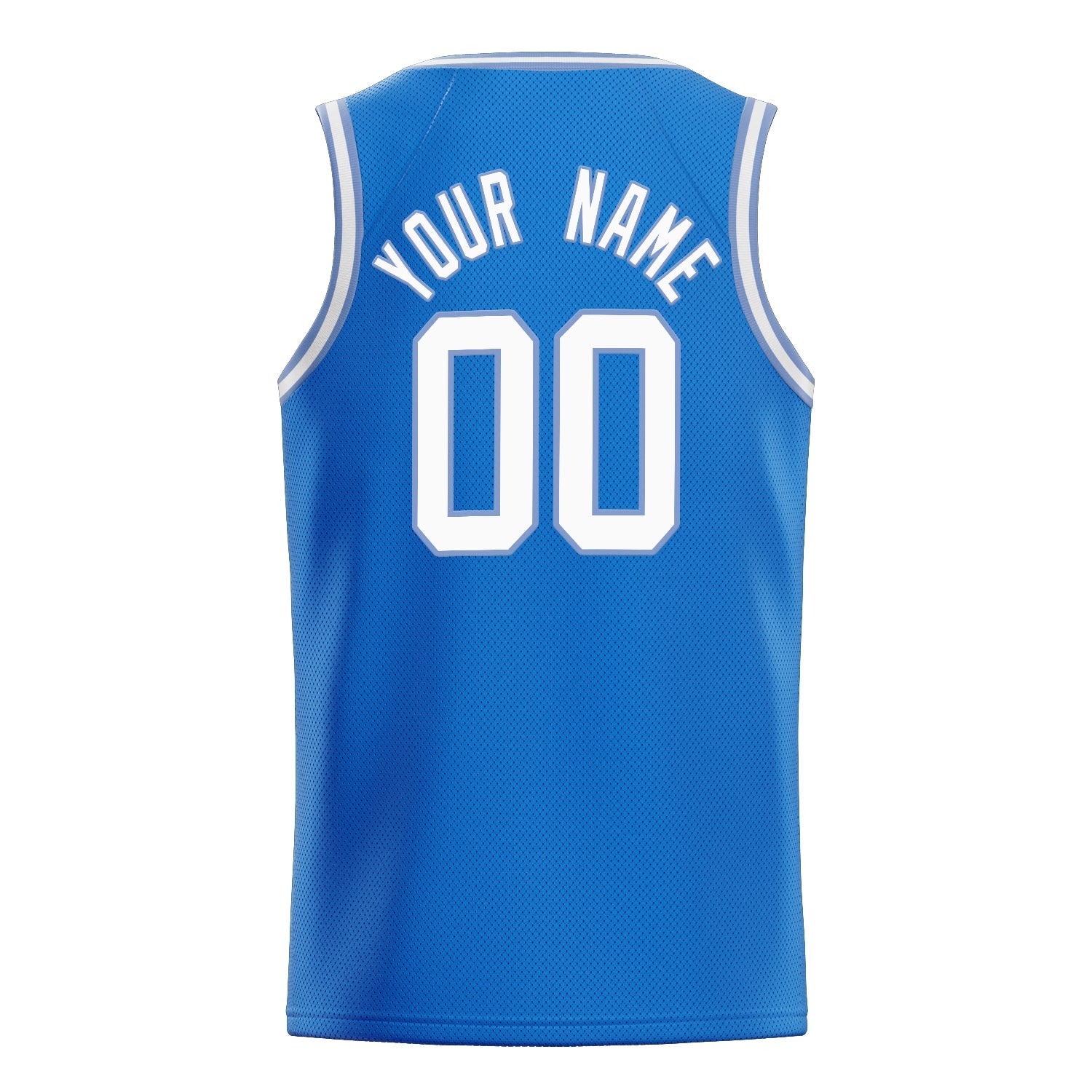 Custom Blue White Solid-Color Basketball Jersey