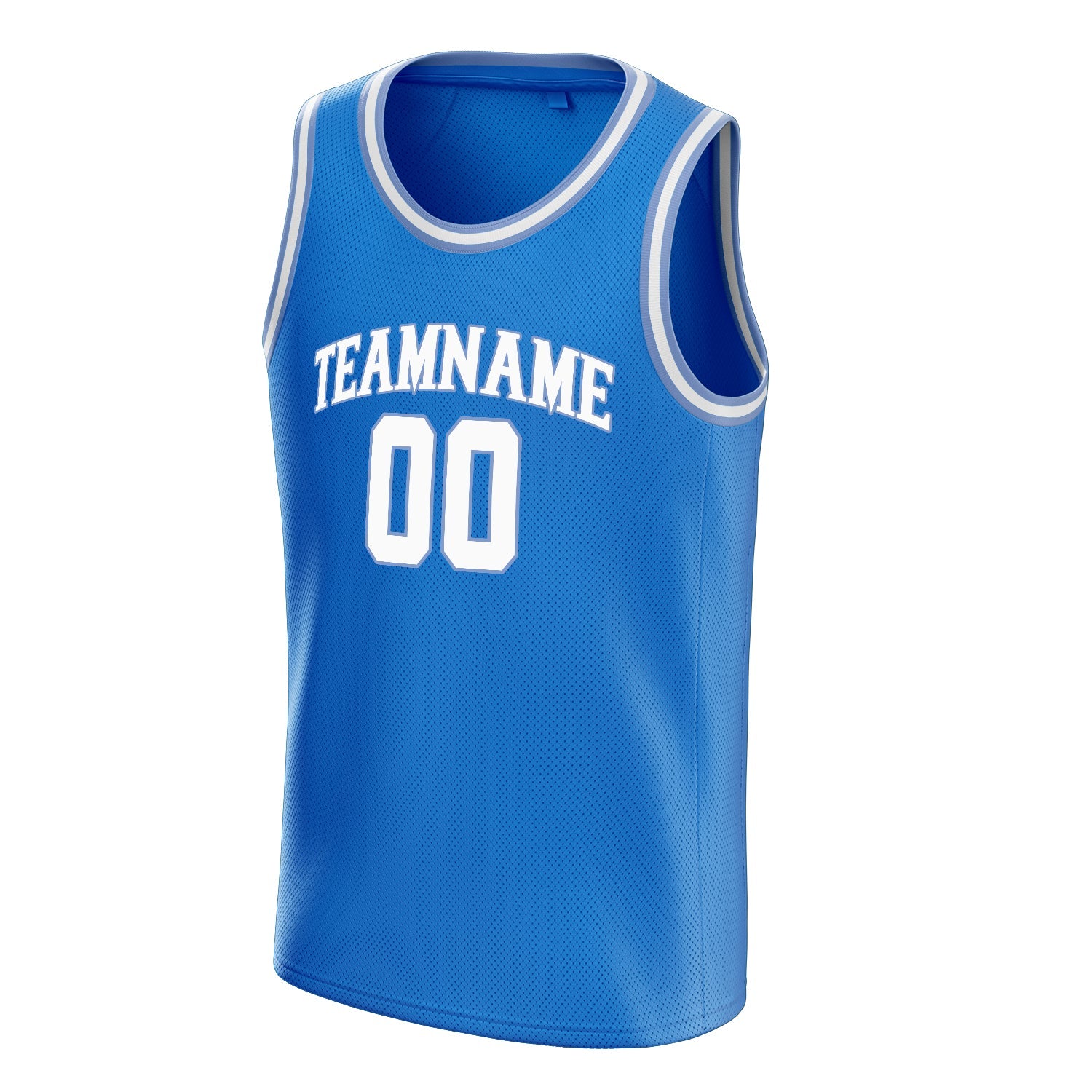Custom Blue White Solid-Color Basketball Jersey