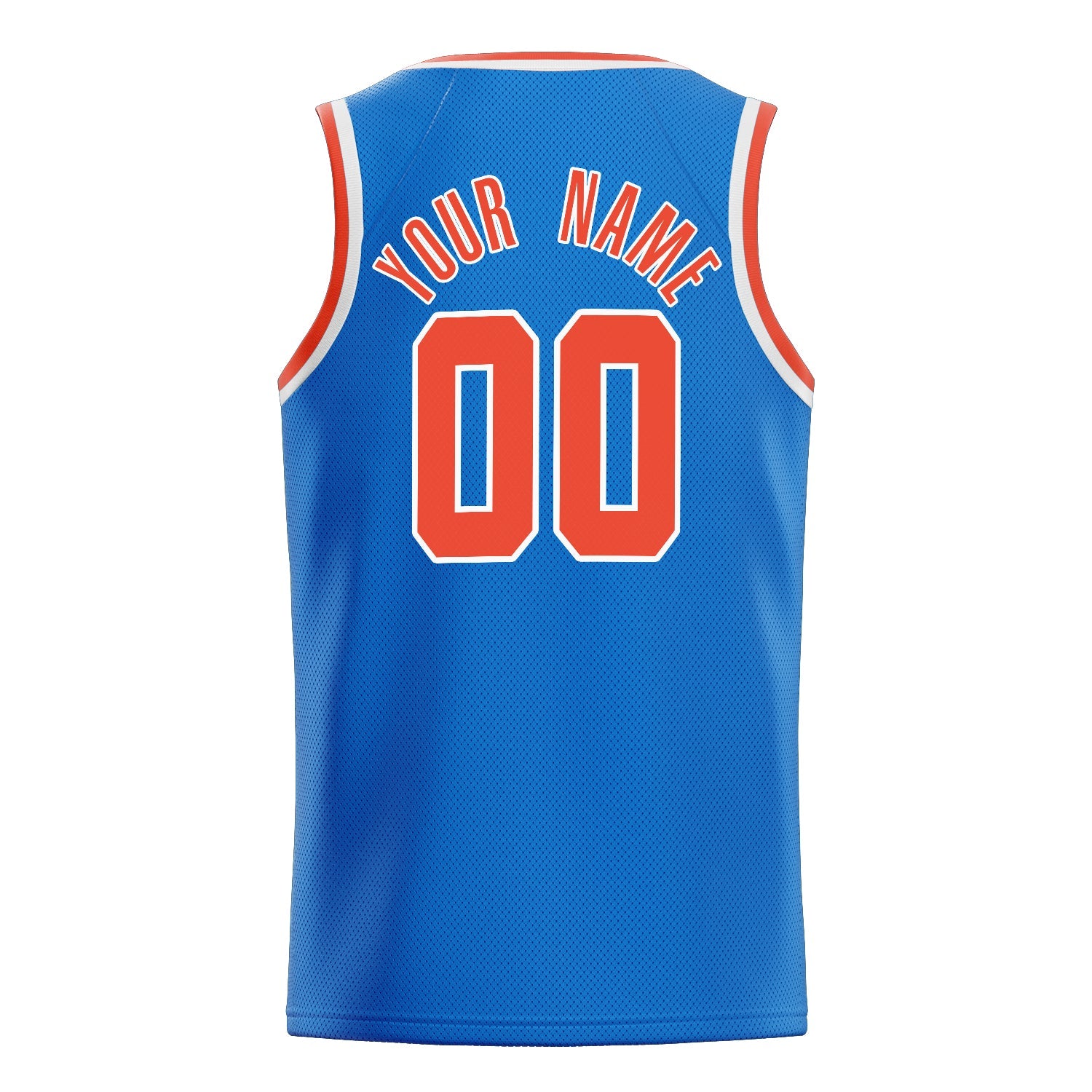 Custom Blue Orange Solid-Color Basketball Jersey