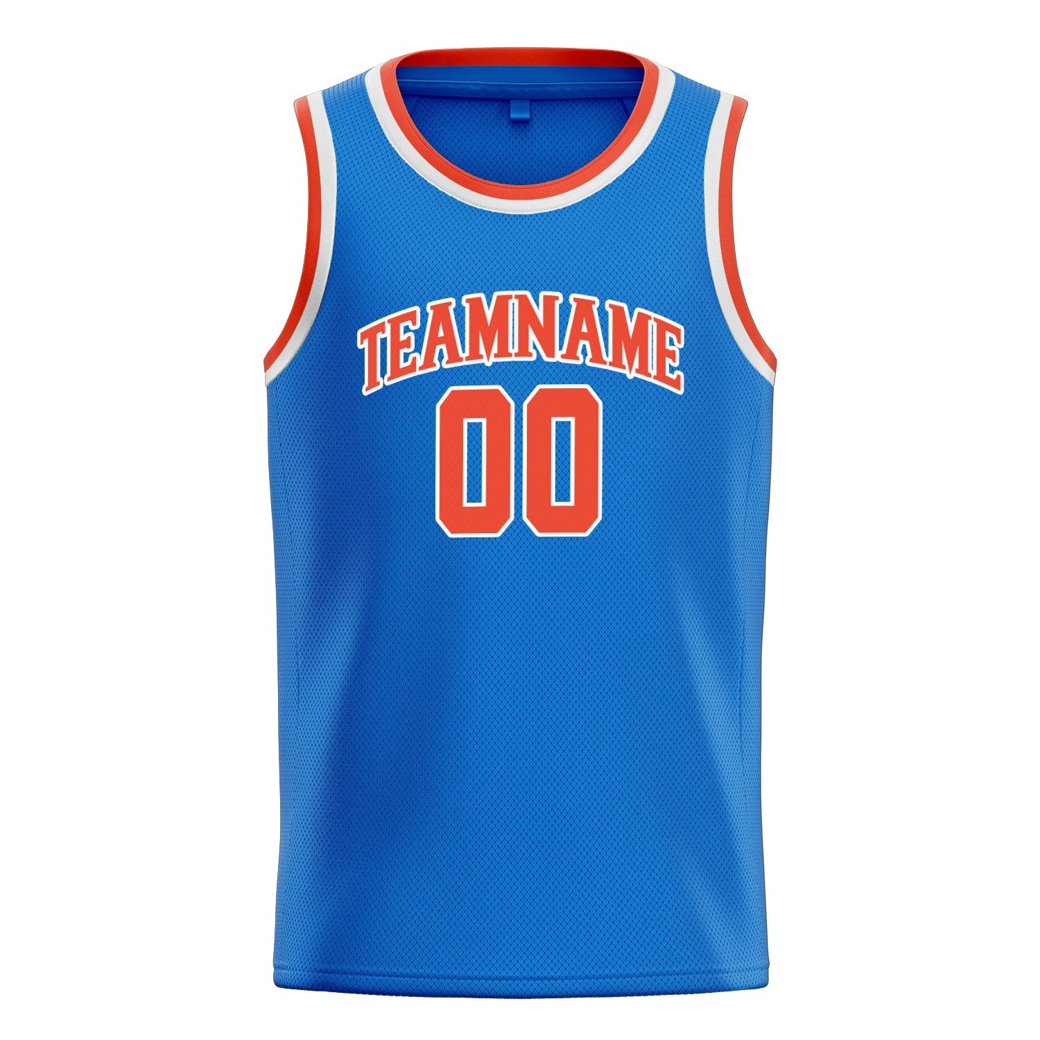 Custom Blue Orange Solid-Color Basketball Jersey