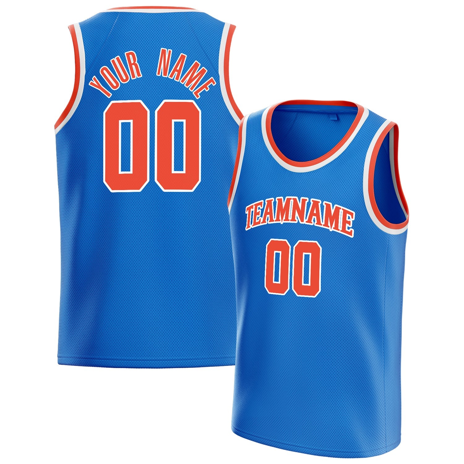 Custom Blue Orange Solid-Color Basketball Jersey