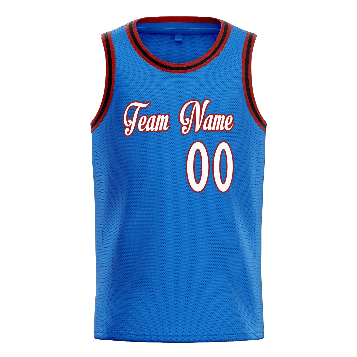 Custom Blue White Solid-Color Basketball Jersey