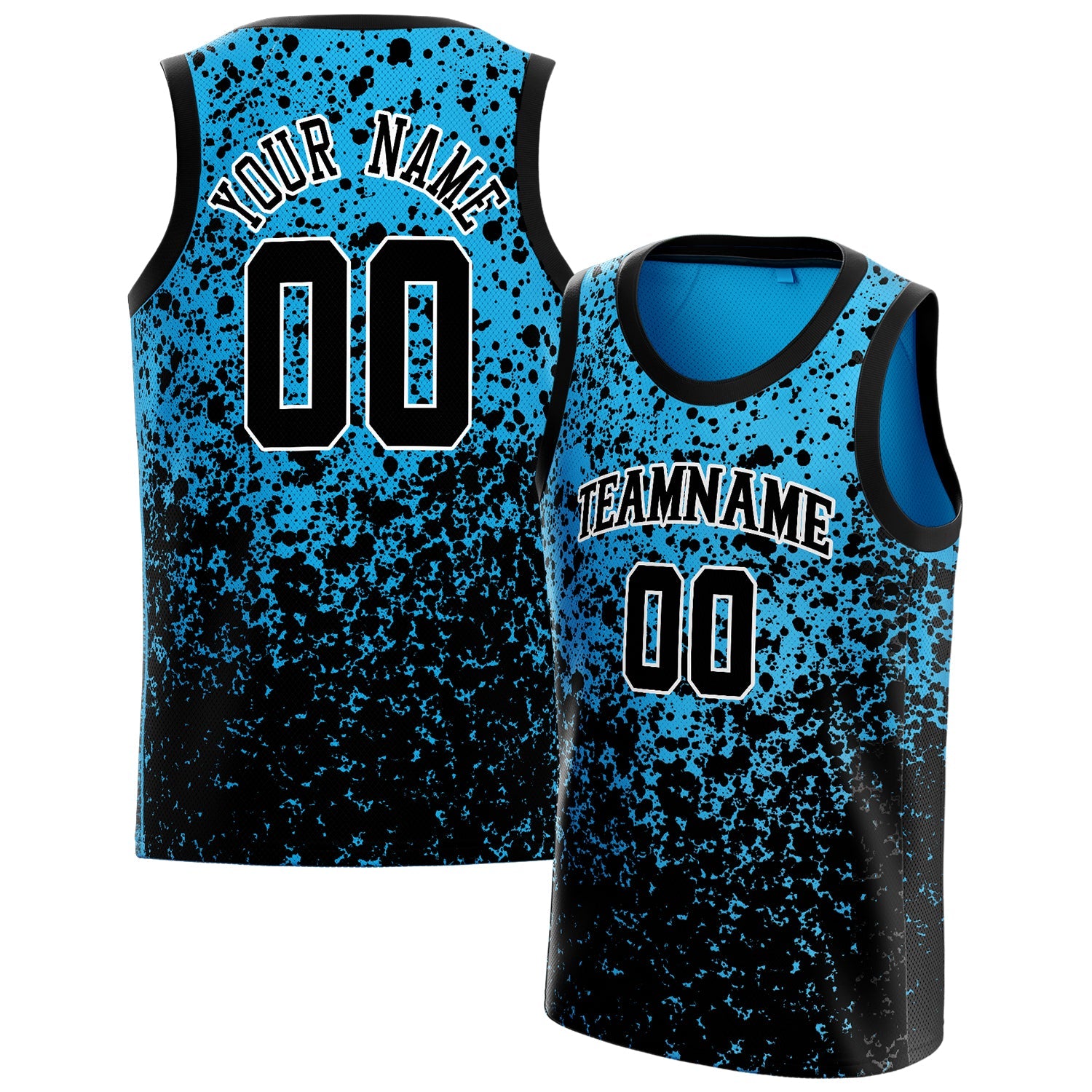 Custom Blue Black Fade Basketball Jersey