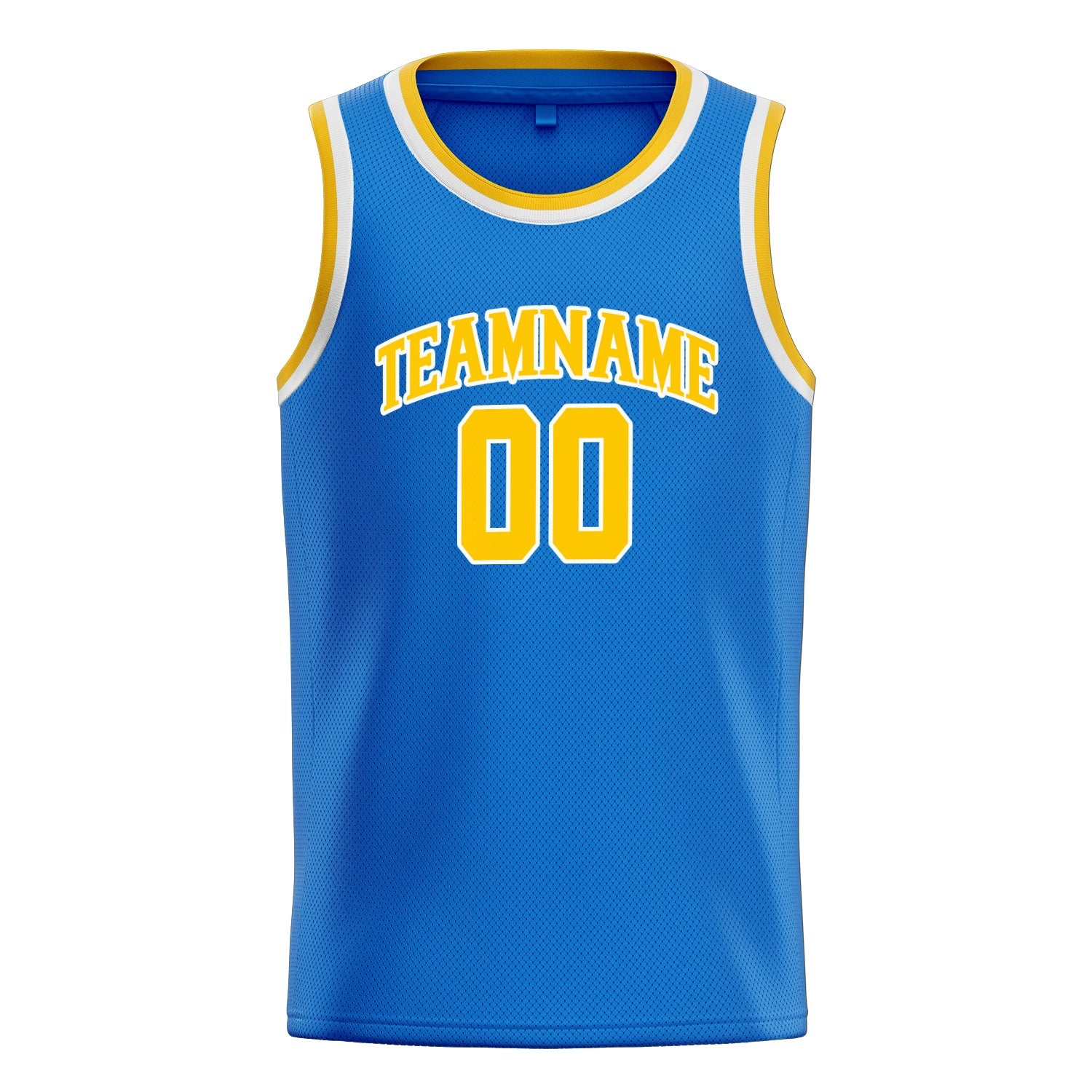 Custom Blue Gold Solid-Color Basketball Jersey