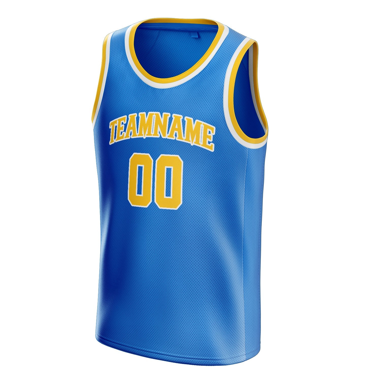 Custom Blue Gold Solid-Color Basketball Jersey