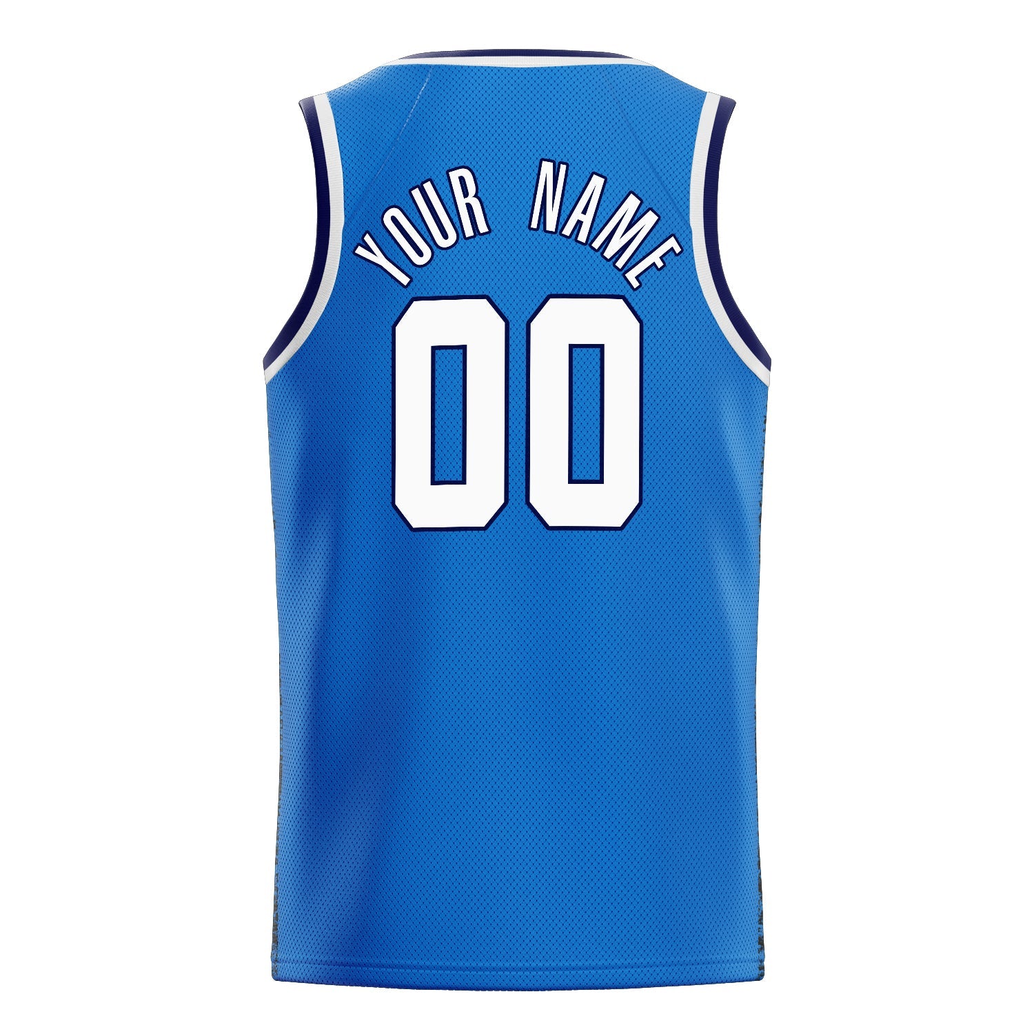 Custom Blue White Solid-Color Basketball Jersey