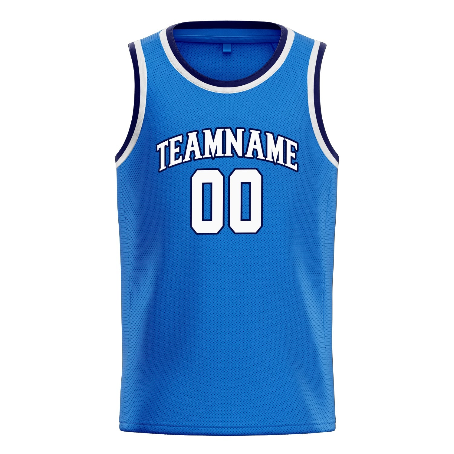 Custom Blue White Solid-Color Basketball Jersey