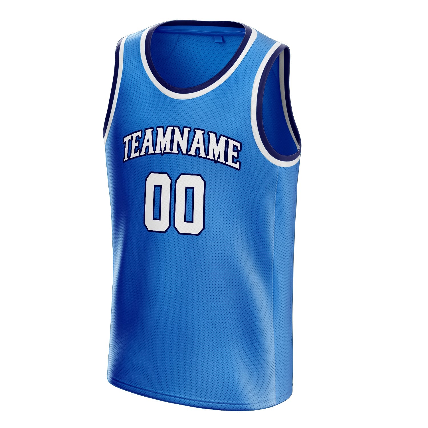 Custom Blue White Solid-Color Basketball Jersey