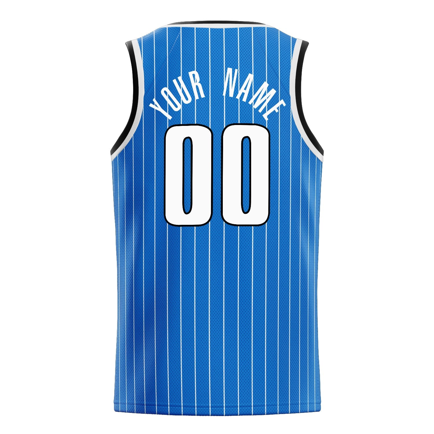 Custom Blue White White-Pinstripe Basketball Jersey