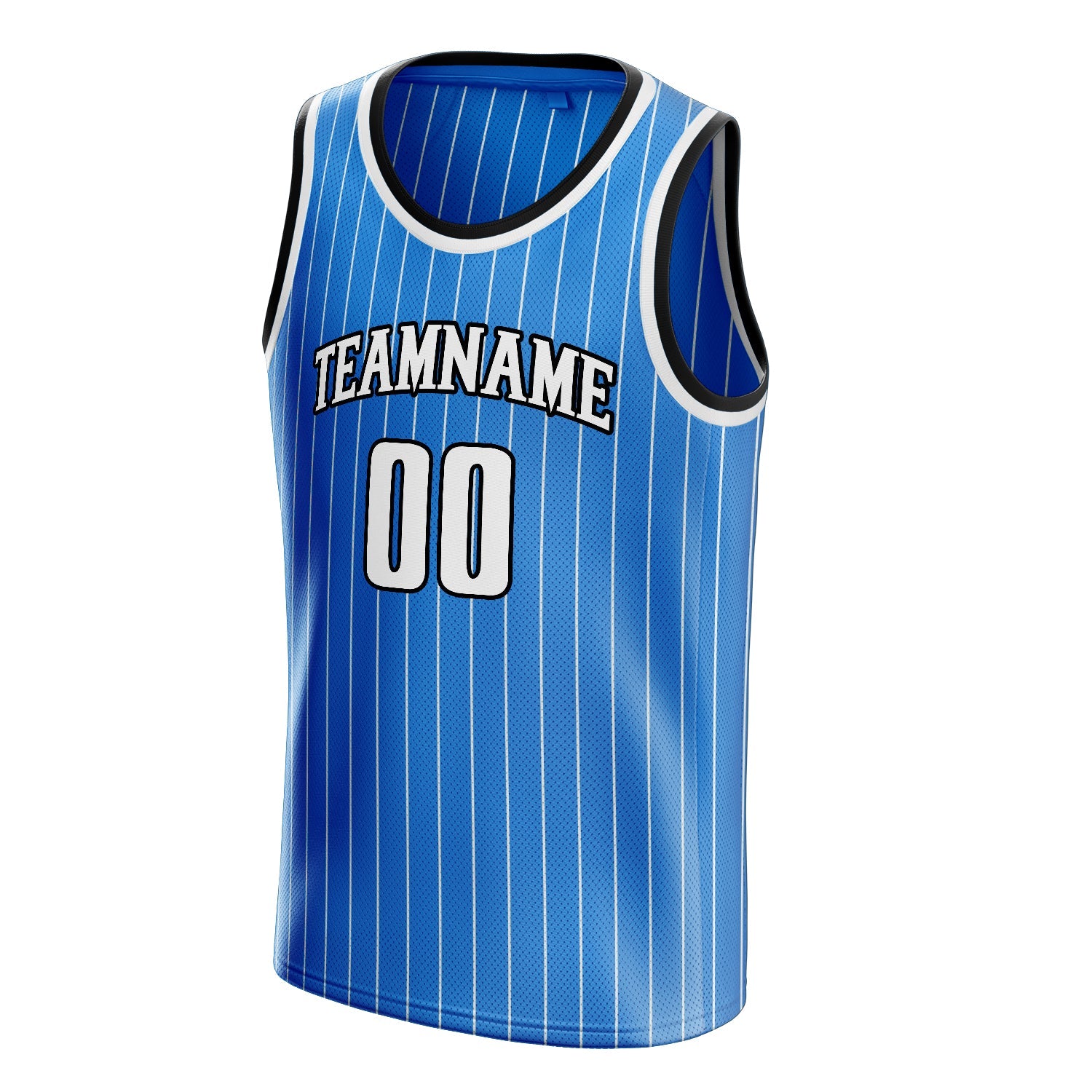 Custom Blue White White-Pinstripe Basketball Jersey