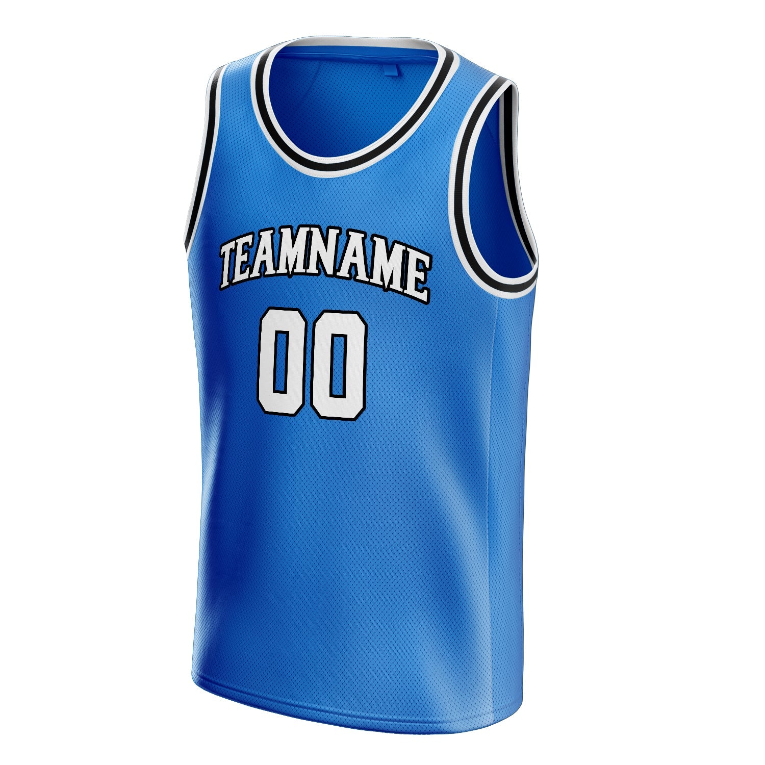 Custom Blue White Solid-Color Basketball Jersey