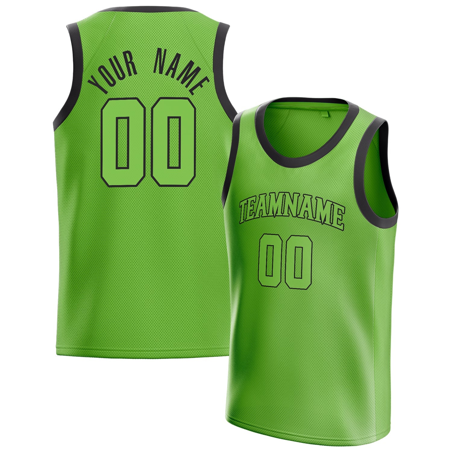 Custom Neon-Green Black Solid-Color Basketball Jersey
