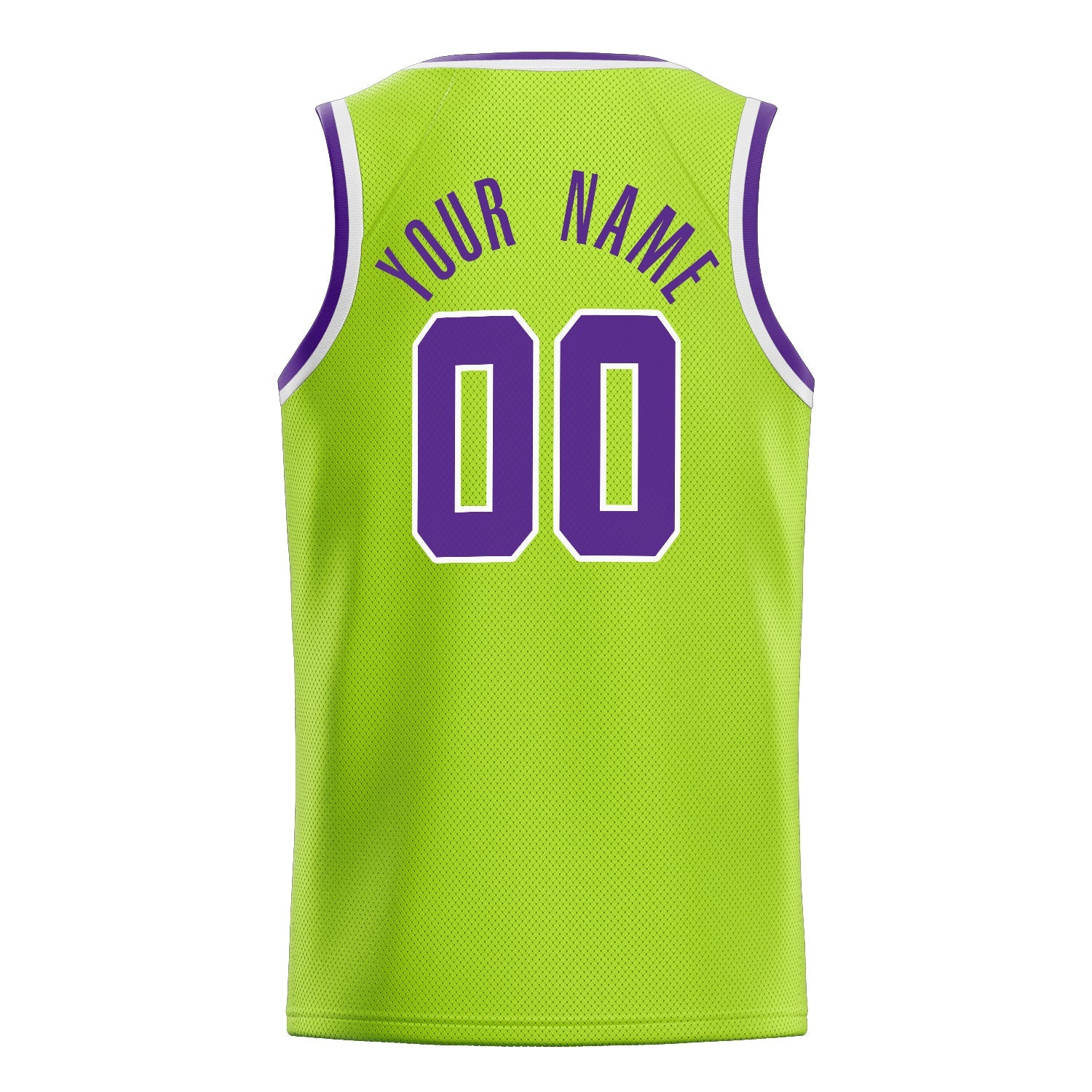 Custom Neon-Green Purple Solid-Color Basketball Jersey