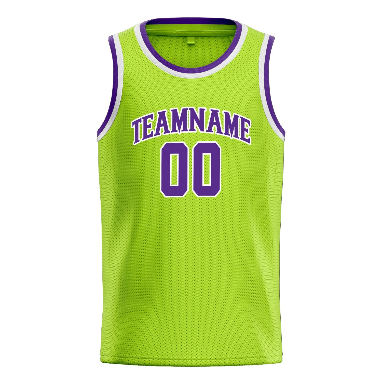 Custom Neon-Green Purple Solid-Color Basketball Jersey