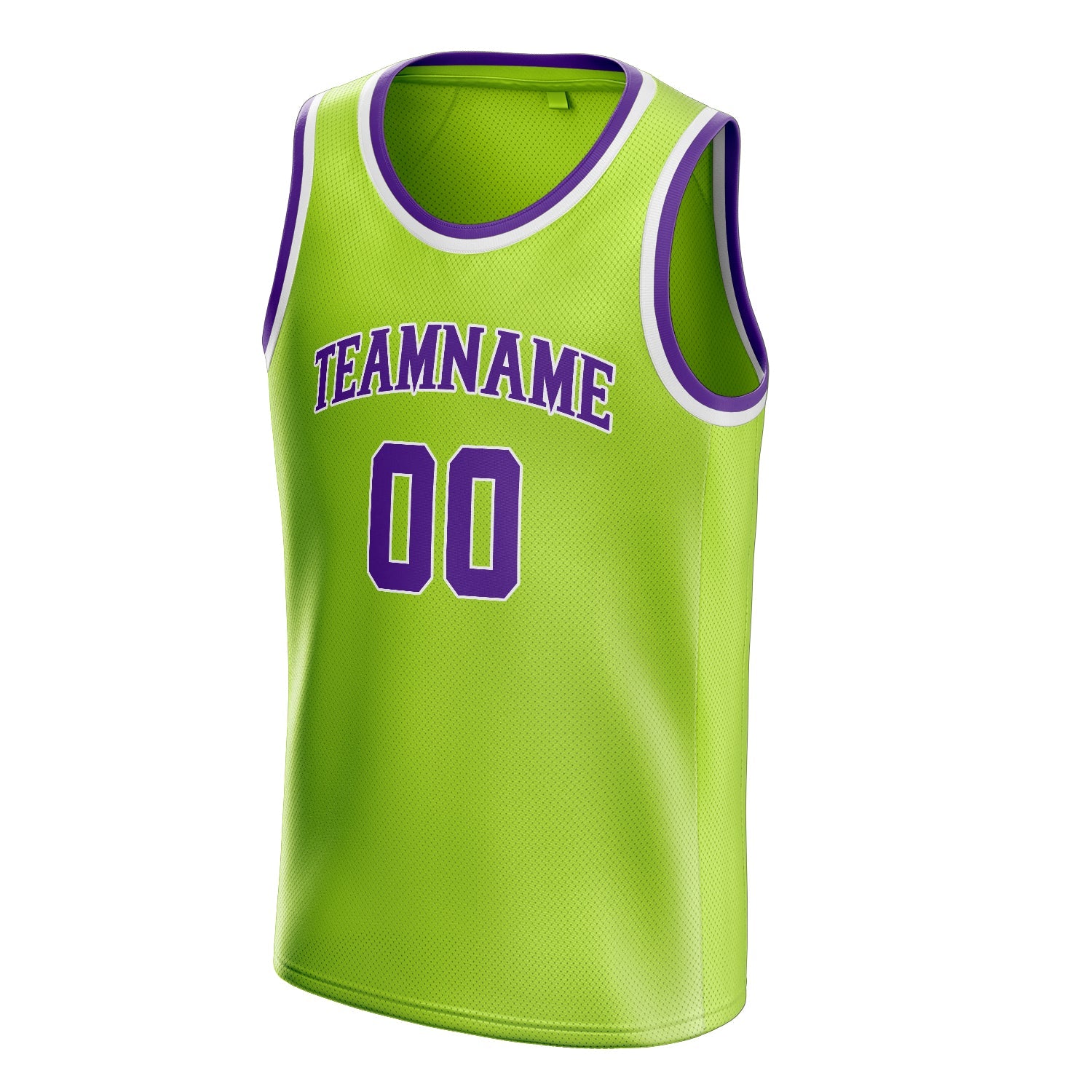 Custom Neon-Green Purple Solid-Color Basketball Jersey