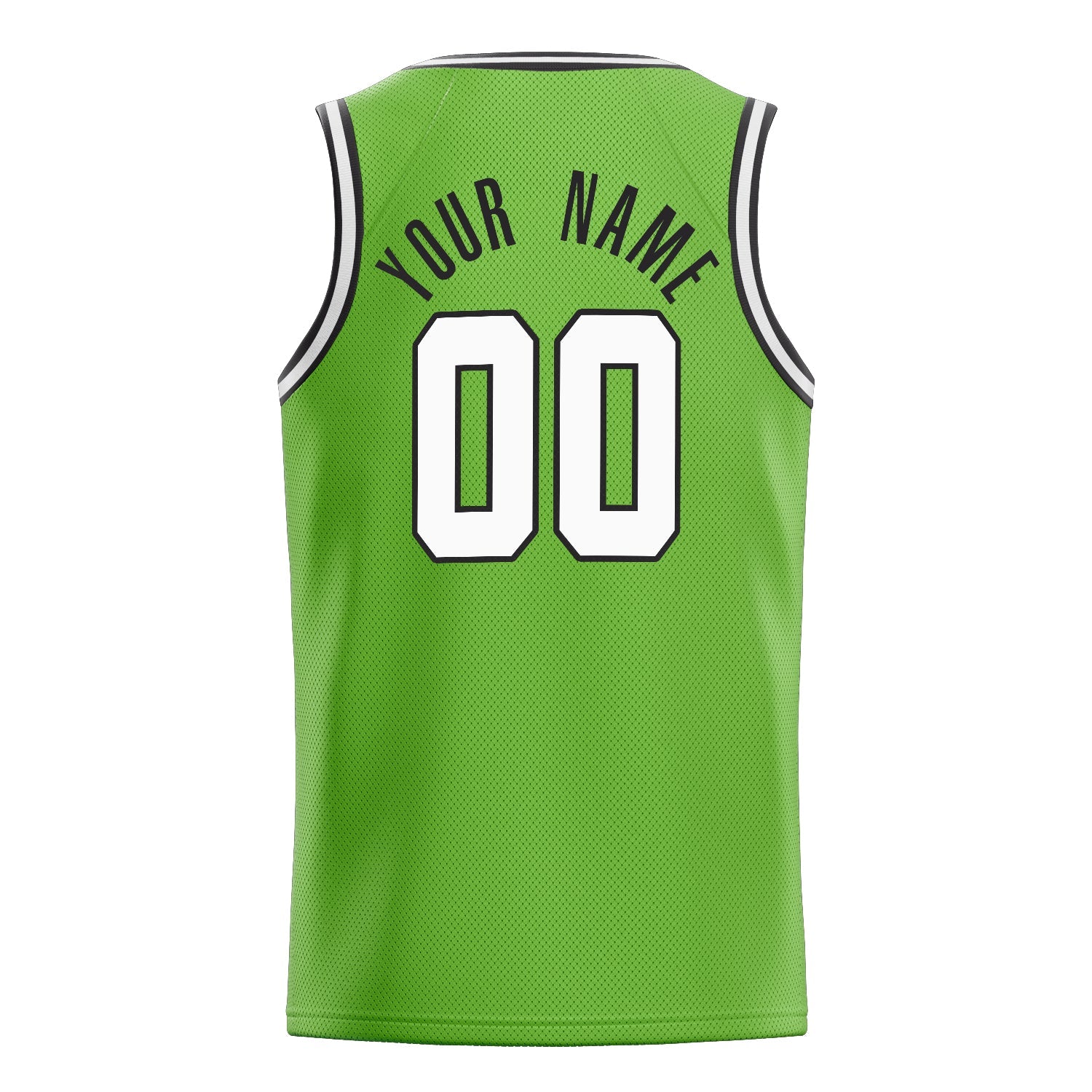 Custom Neon-Green White Solid-Color Basketball Jersey