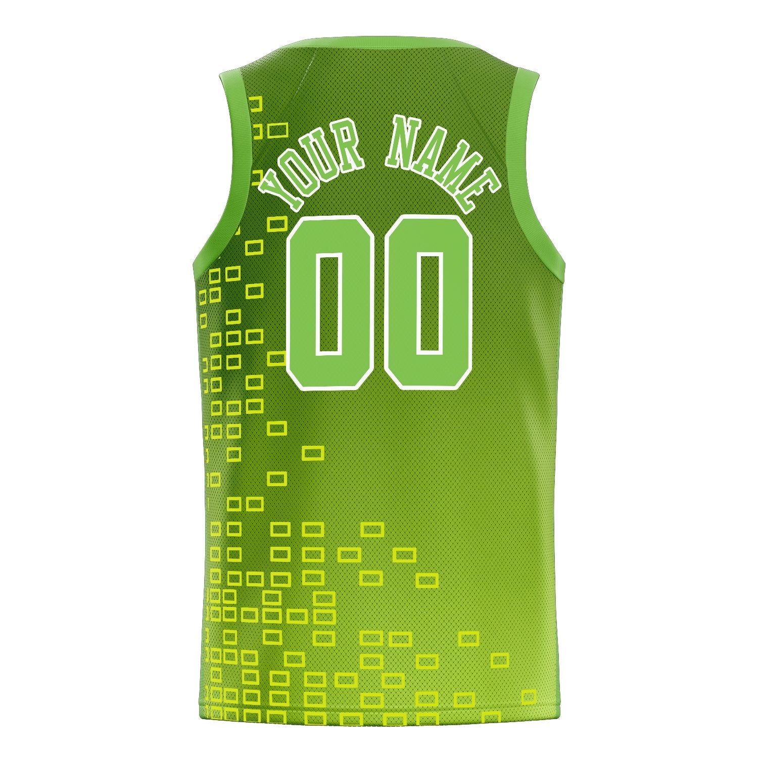 Custom Neon-Green White Neck Basketball Jersey