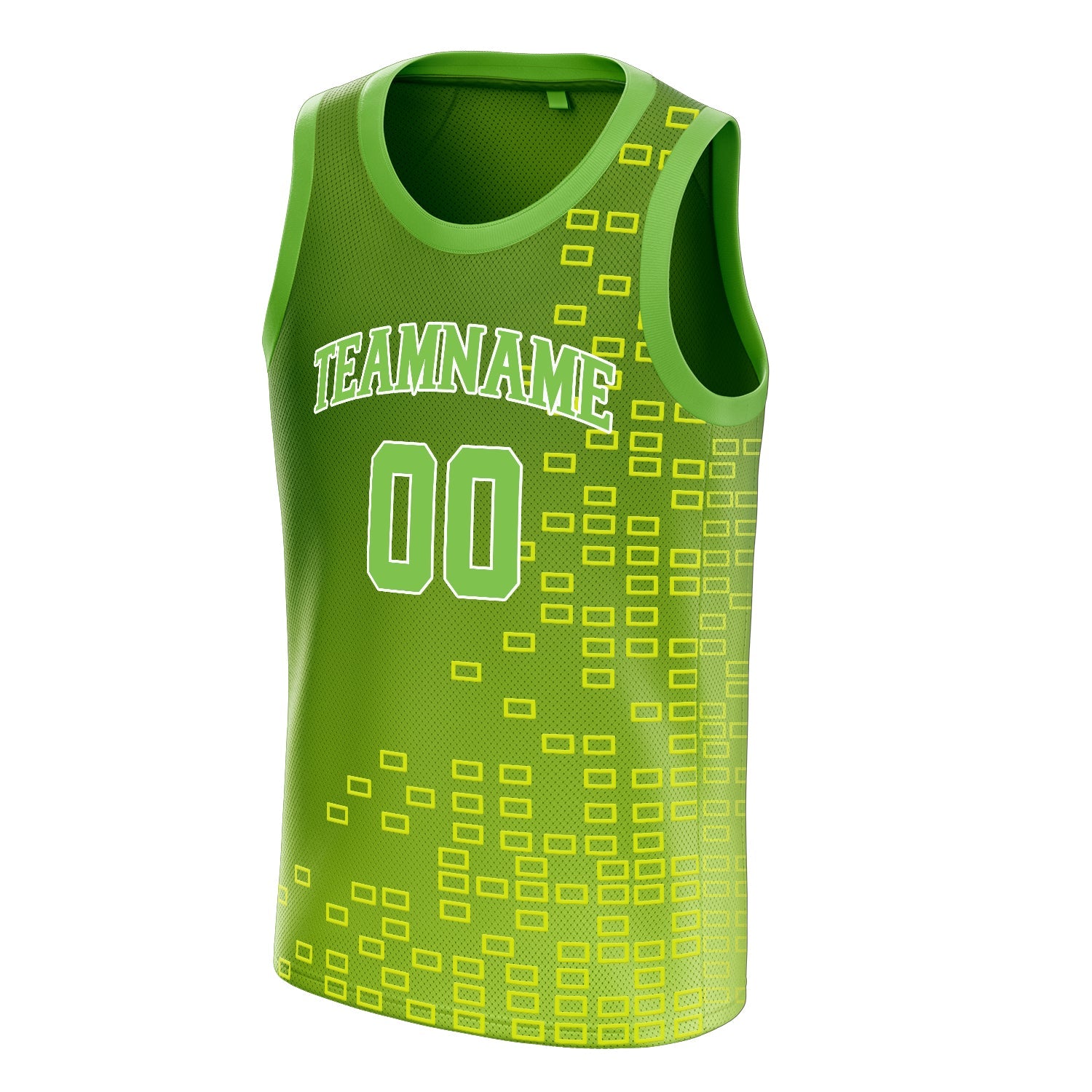 Custom Neon-Green White Neck Basketball Jersey