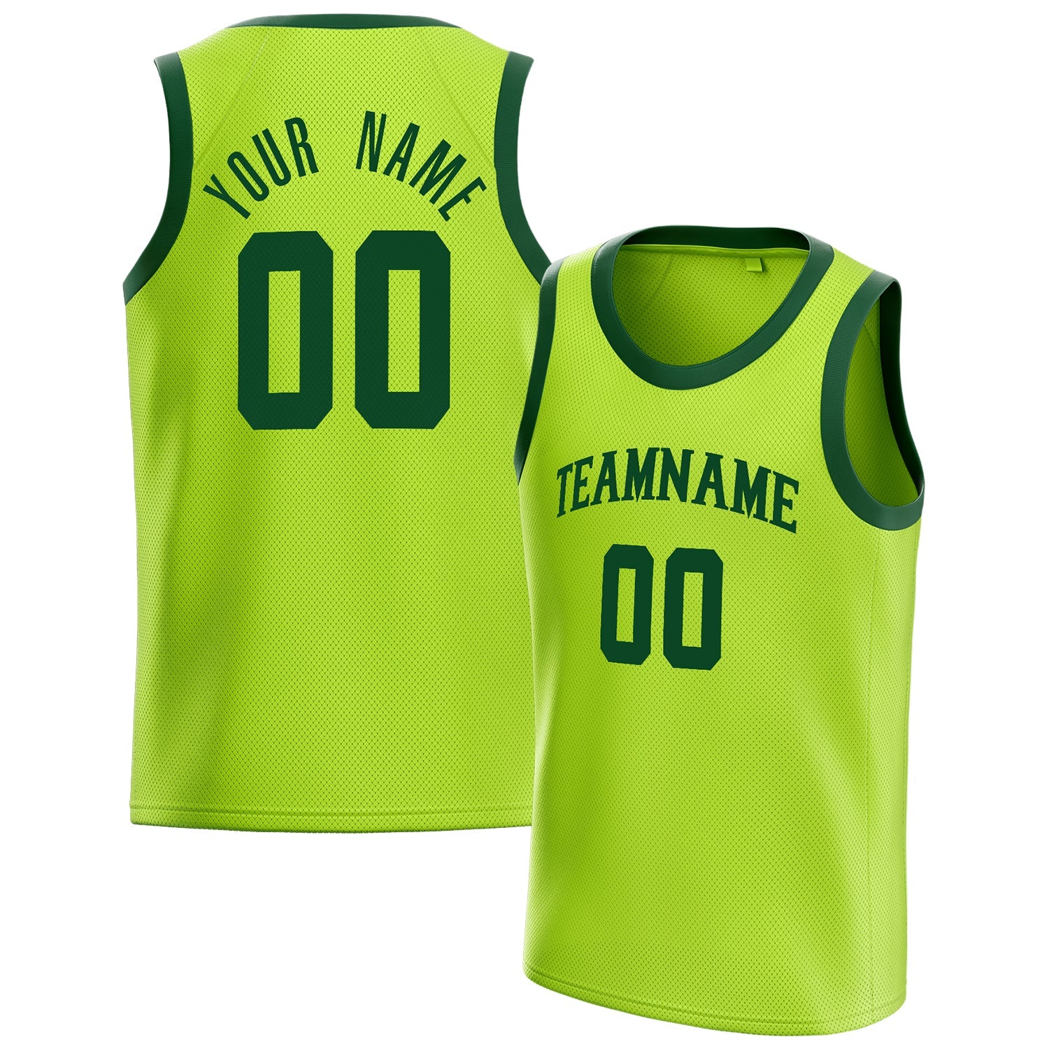 Custom Neon-Green Green Solid-Color Basketball Jersey