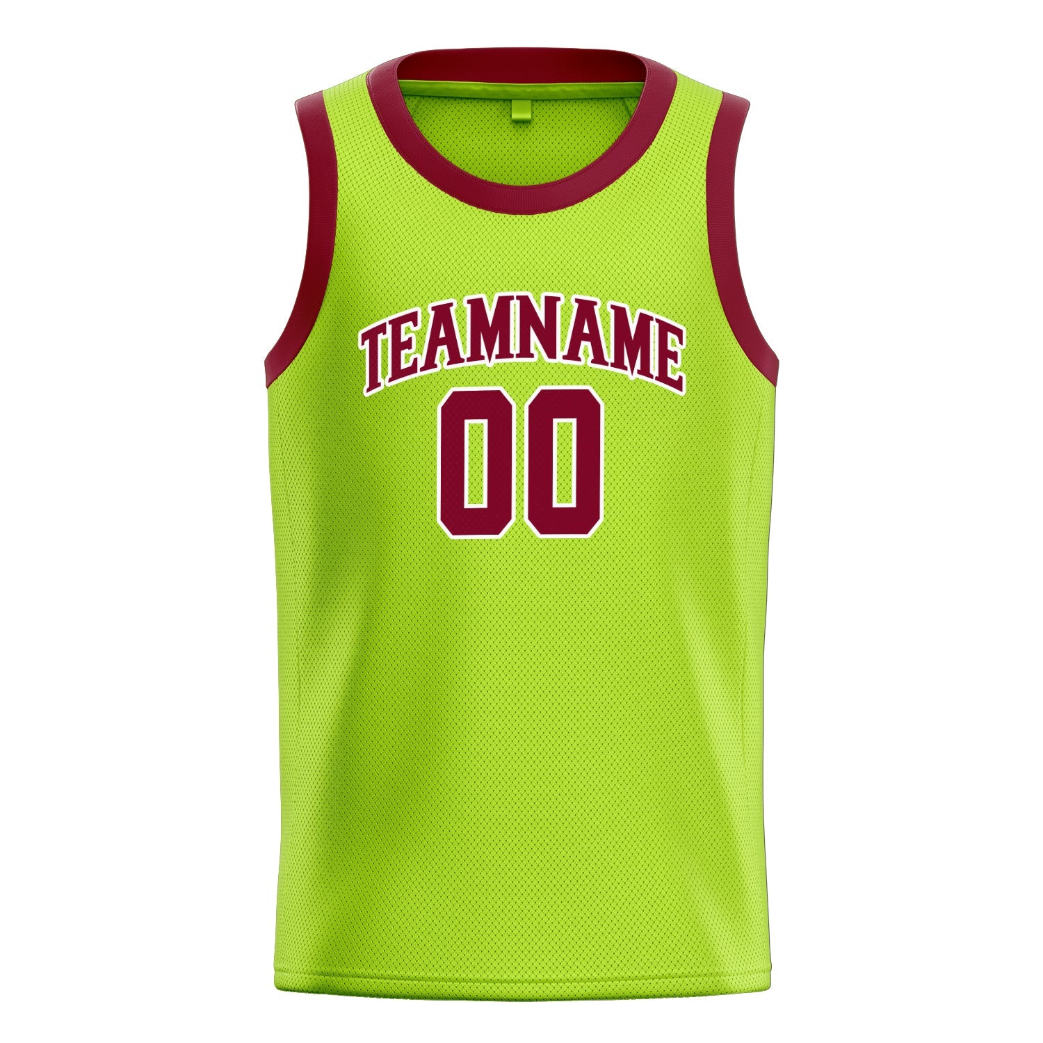 Custom Neon-Green Maroon Solid-Color Basketball Jersey