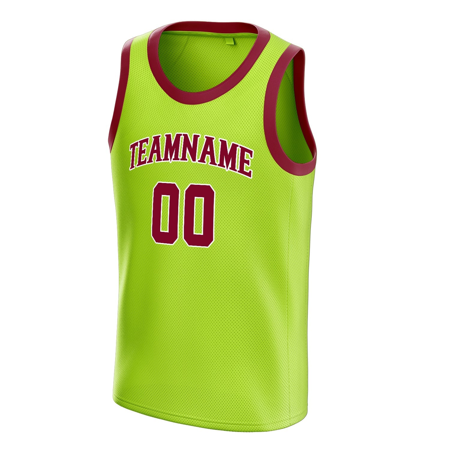 Custom Neon-Green Maroon Solid-Color Basketball Jersey