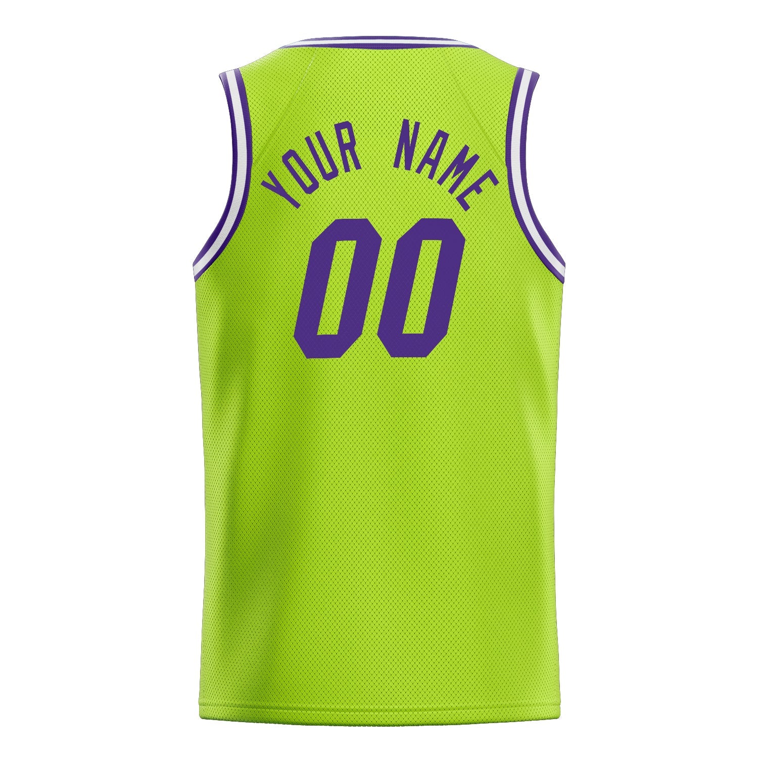 Custom Neon-Green Purple Solid-Color Basketball Jersey