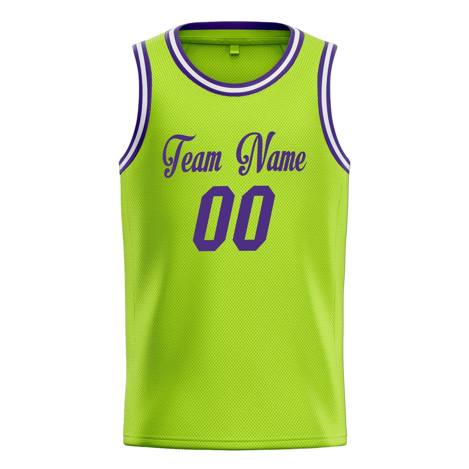 Custom Neon-Green Purple Solid-Color Basketball Jersey