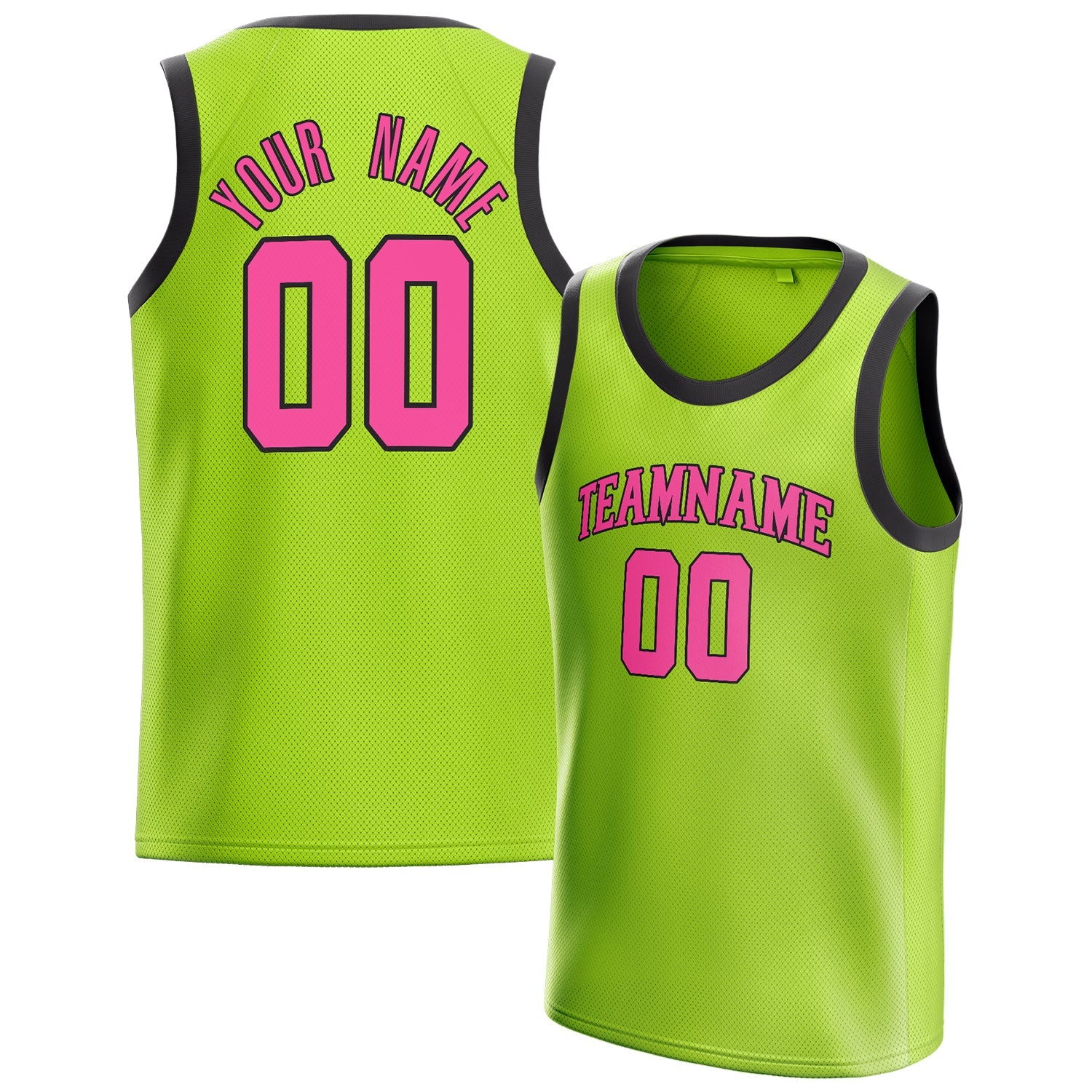 Custom Neon-Green Pink Solid-Color Basketball Jersey