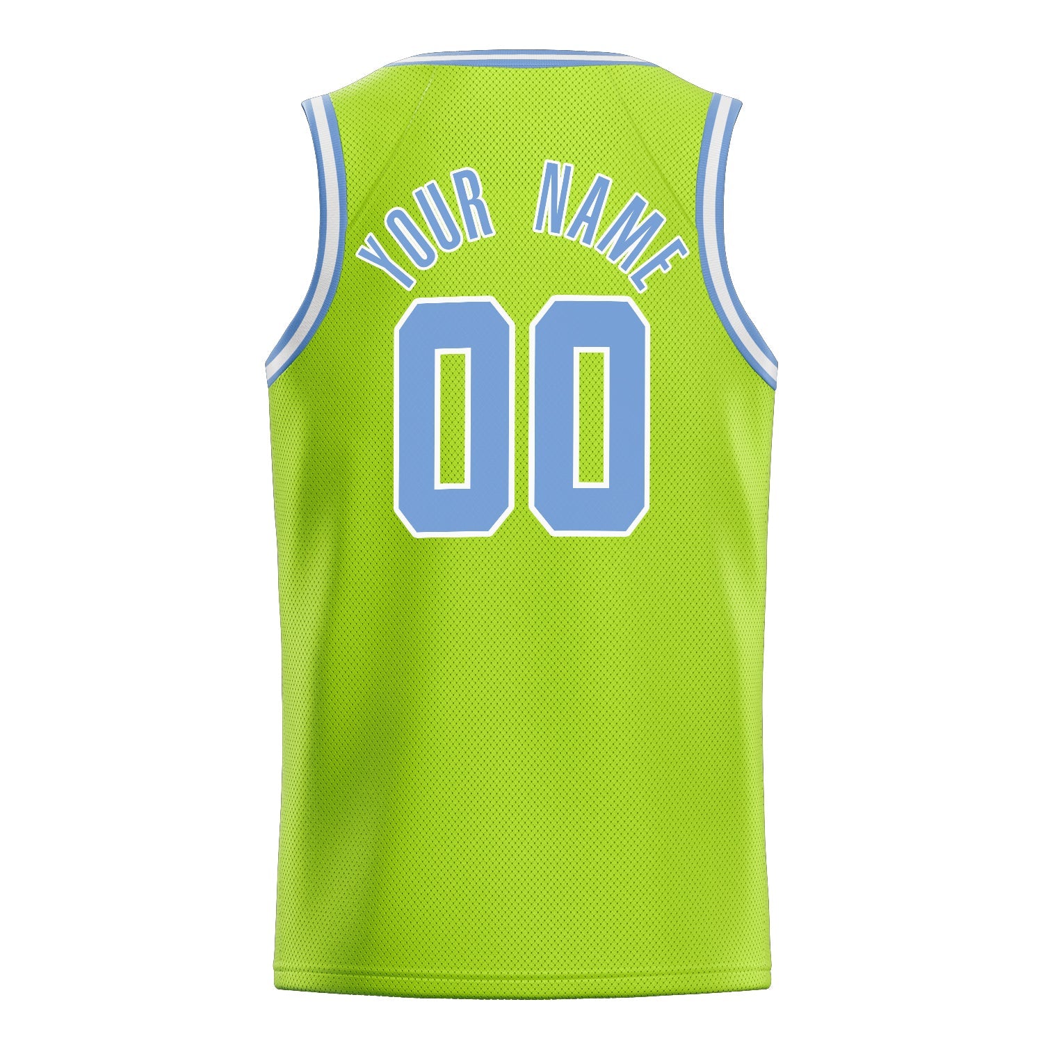 Custom Neon-Green Light-Blue Solid-Color Basketball Jersey