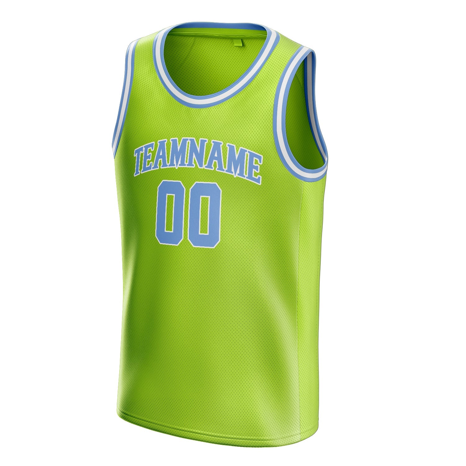 Custom Neon-Green Light-Blue Solid-Color Basketball Jersey