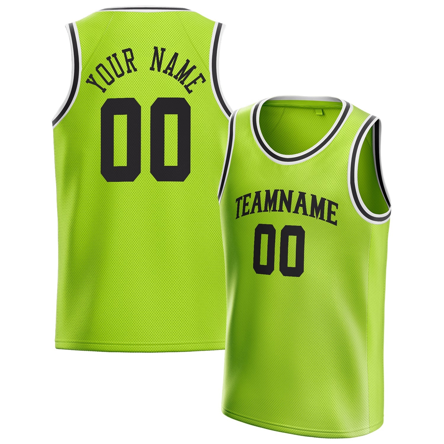 Custom Neon-Green Black Solid-Color Basketball Jersey