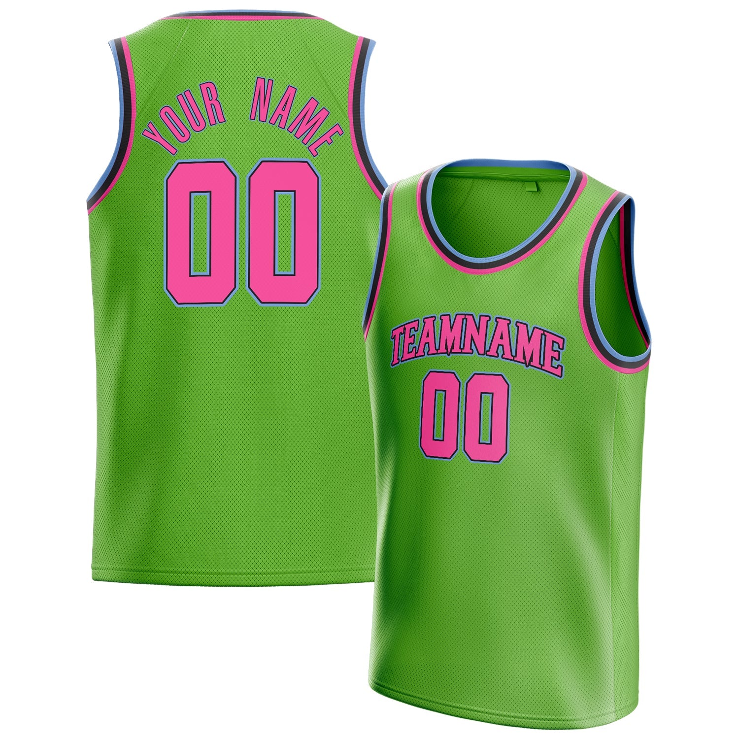 Custom Neon-Green Pink Solid-Color Basketball Jersey