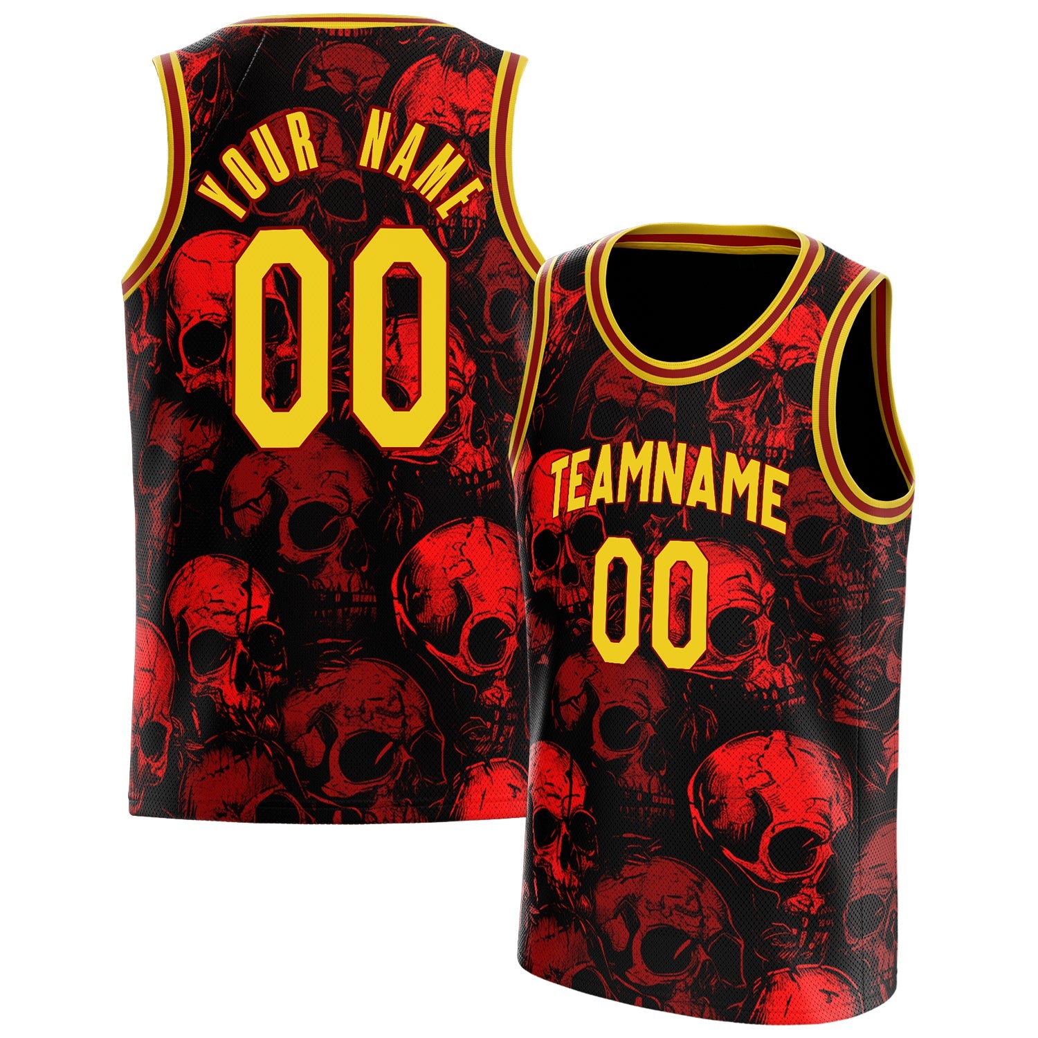 Custom Red Skull Basketball Jersey BS01240816SK001
