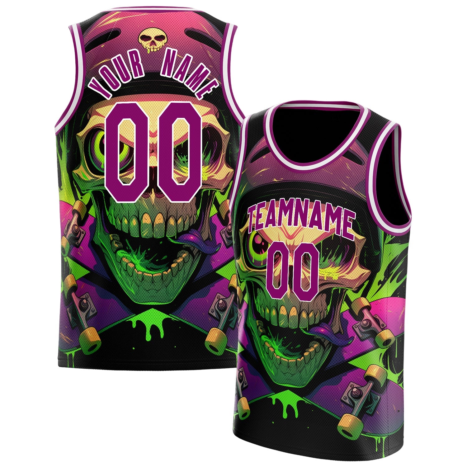 Custom Purple Skull Basketball Jersey BS01240816SK009