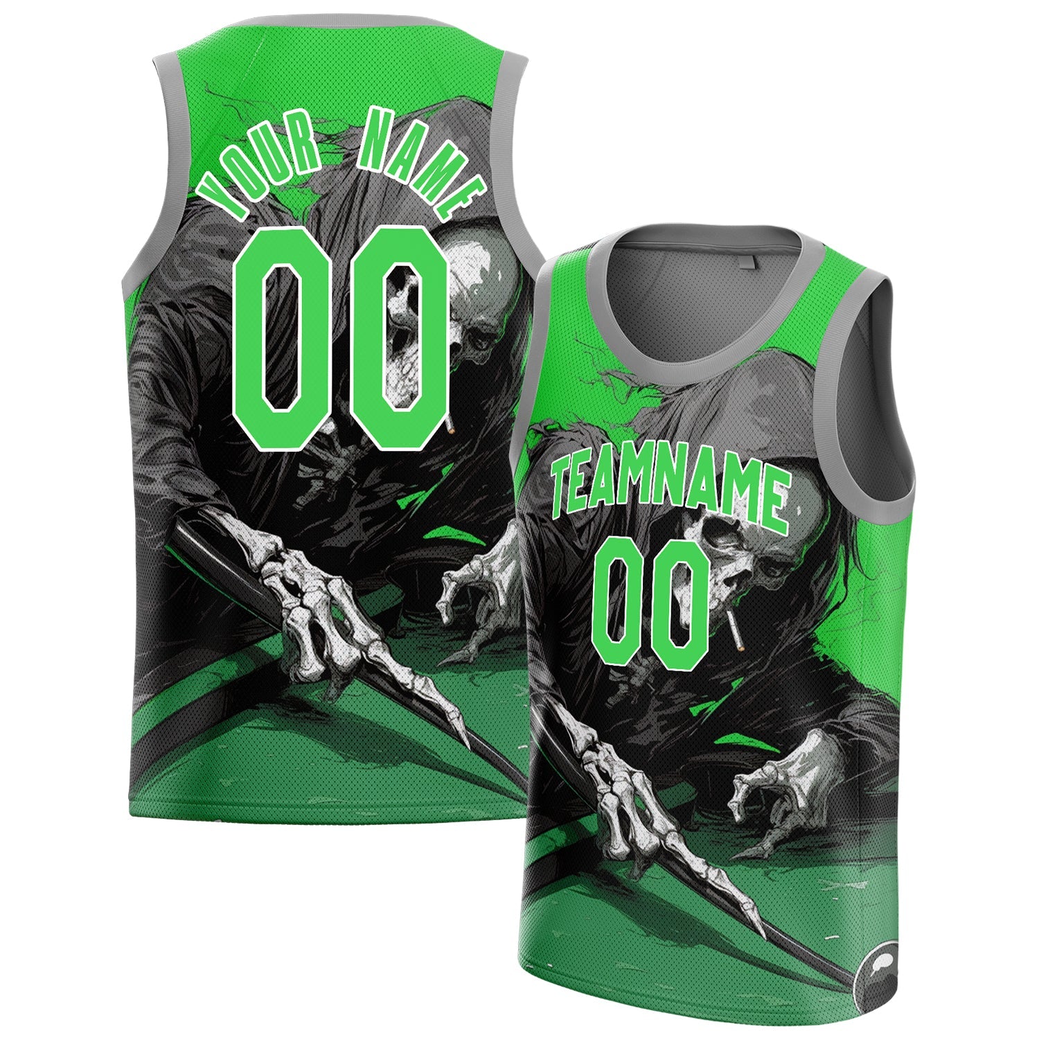 Custom Green Skull Basketball Jersey BS01240816SK011