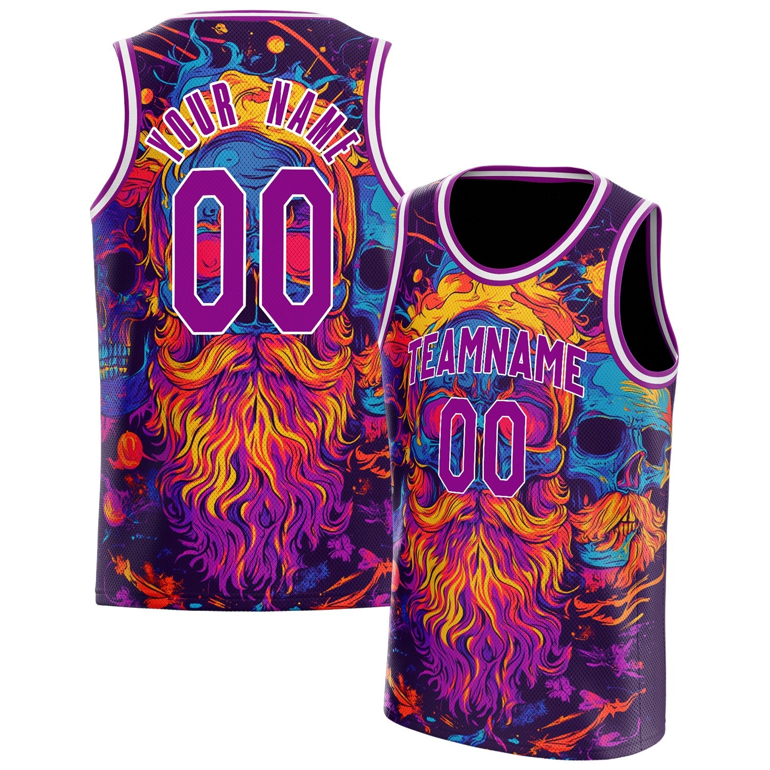 Custom Purple Skull Basketball Jersey BS01240816SK015