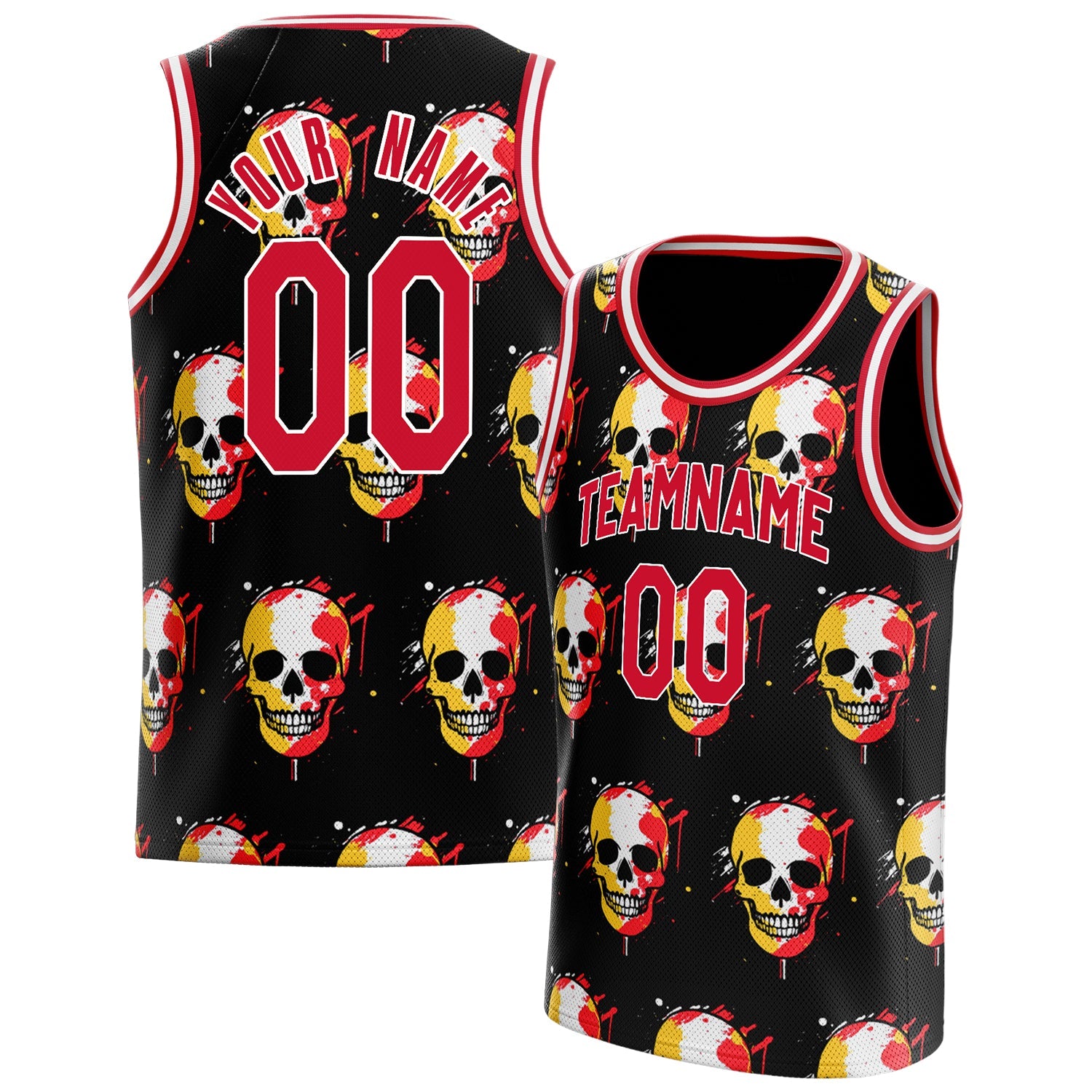 Custom Red Skull Basketball Jersey BS01240816SK017