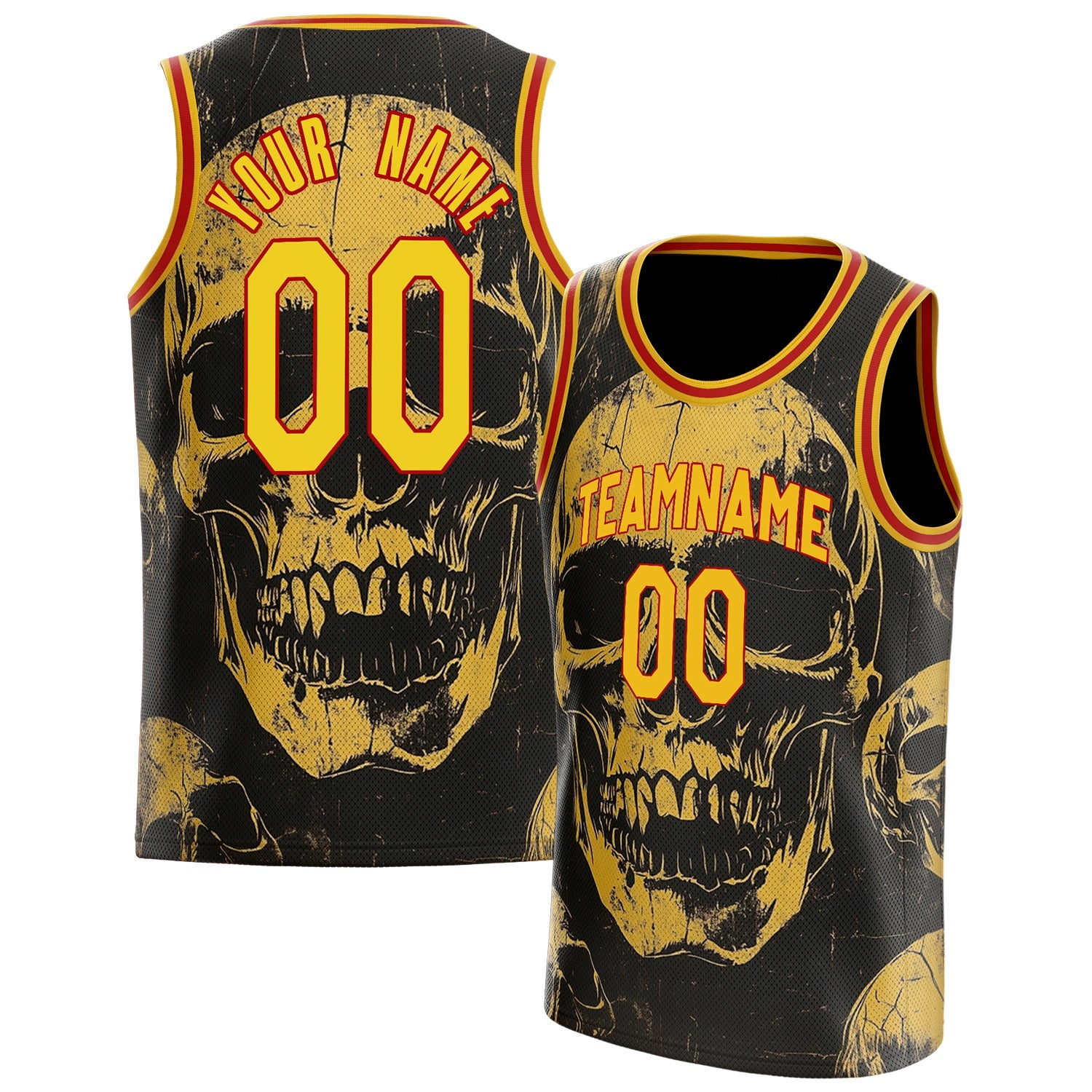 Custom Gold Skull Basketball Jersey BS01240816SK019