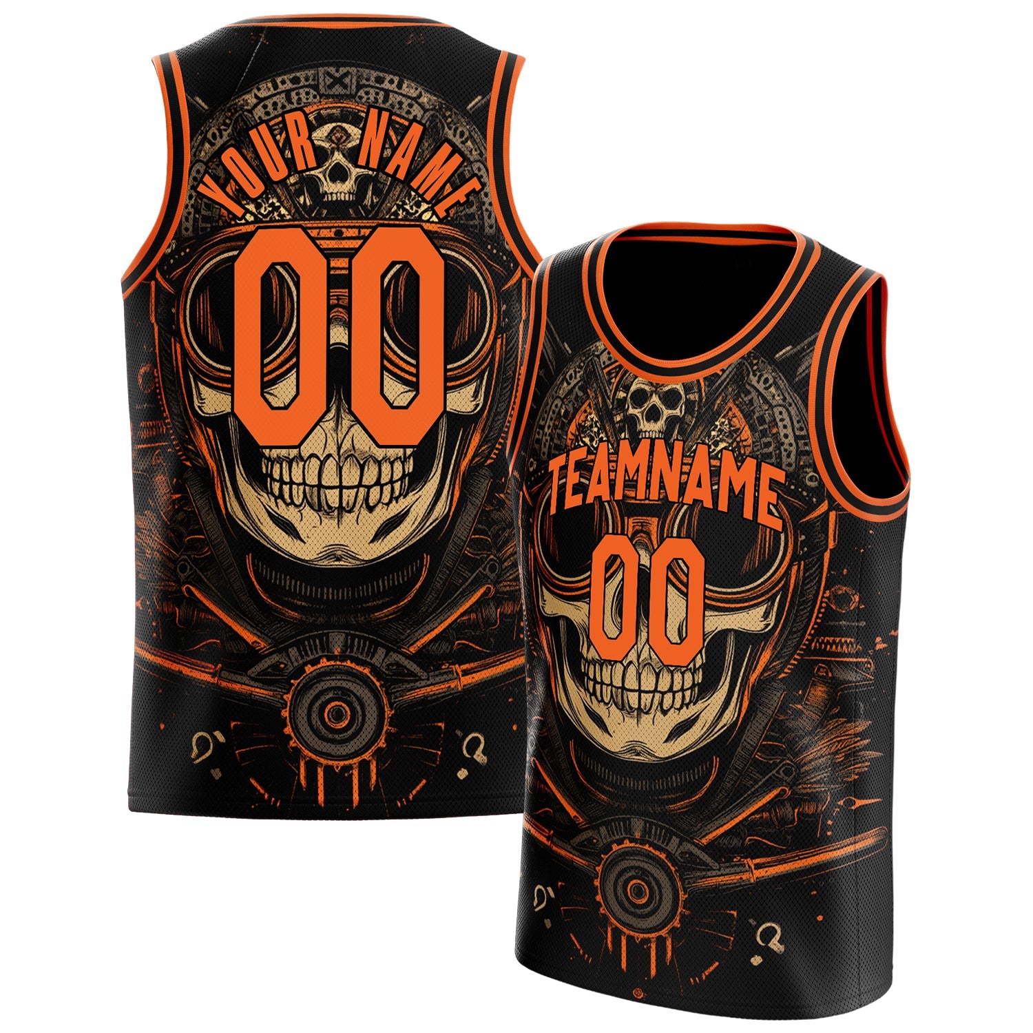 Custom Black Skull Basketball Jersey BS01240816SK021