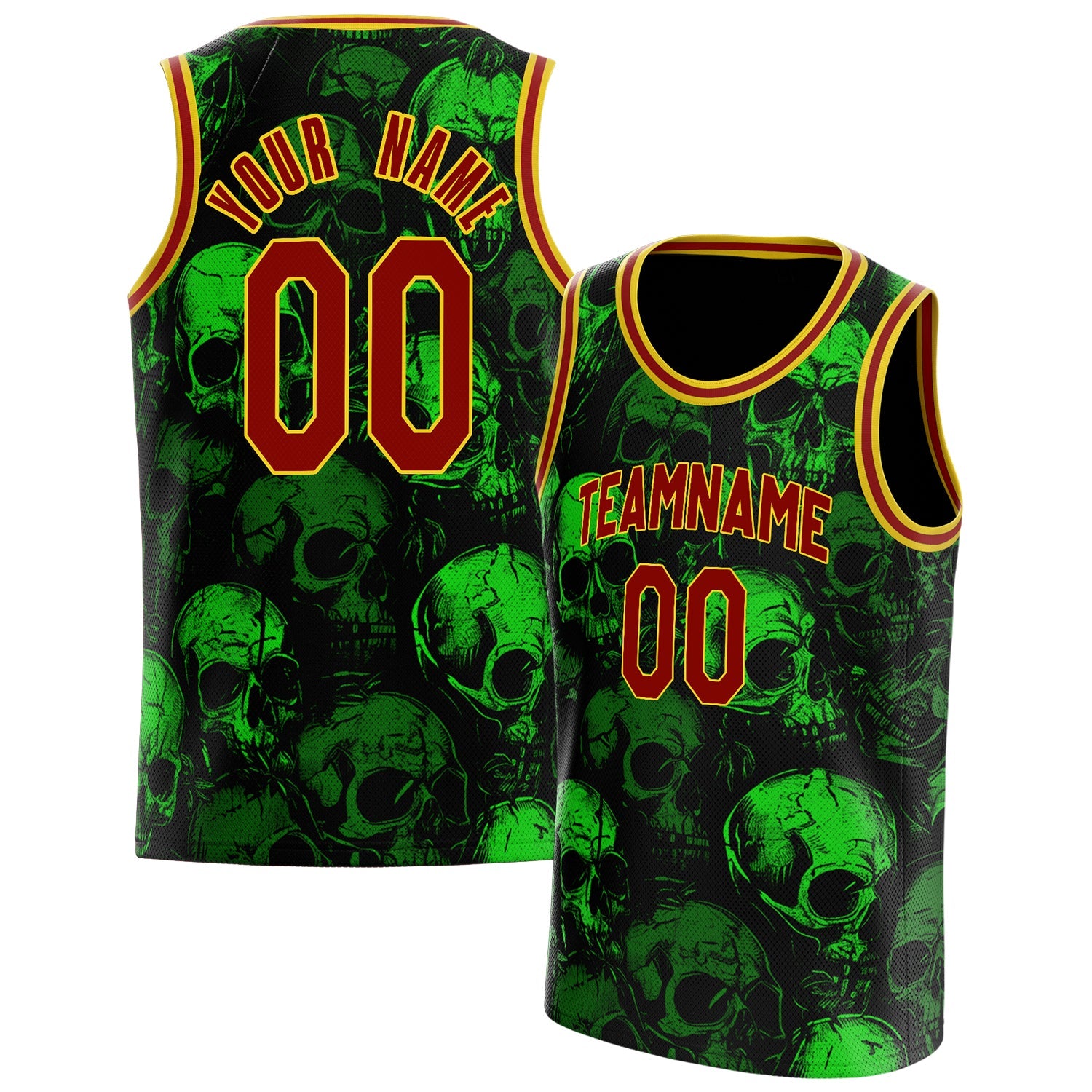 Custom Green Skull Basketball Jersey BS01240816SK022