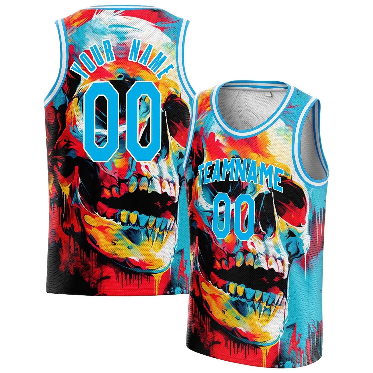 Custom Blue Skull Basketball Jersey BS01240816SK025
