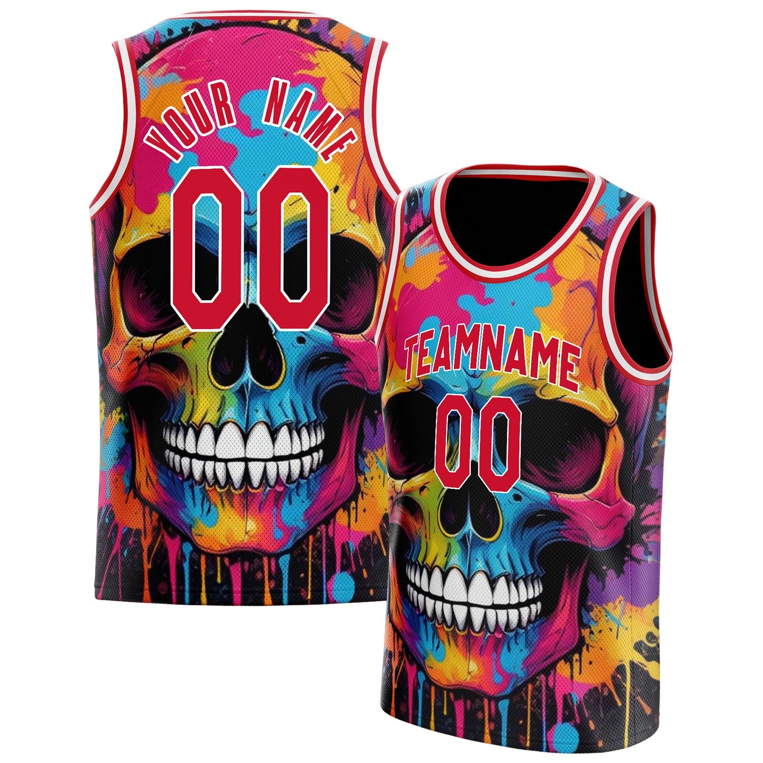 Custom Red Skull Basketball Jersey BS01240816SK028